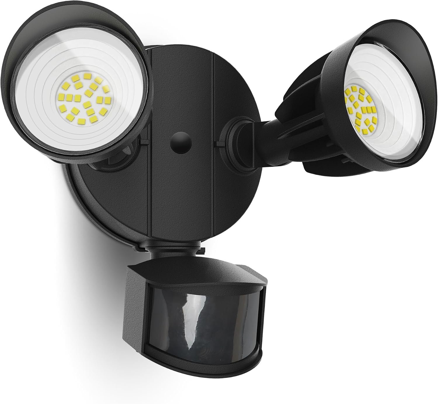 UME LED Security Light Motion Sensor Outdoor Lights, 27W 3500LM, 5000K, IP65 Waterproof, Dusk to Dawn, 2 Head Motion Detector Flood Light for Outside, Garage, Yard (Black)