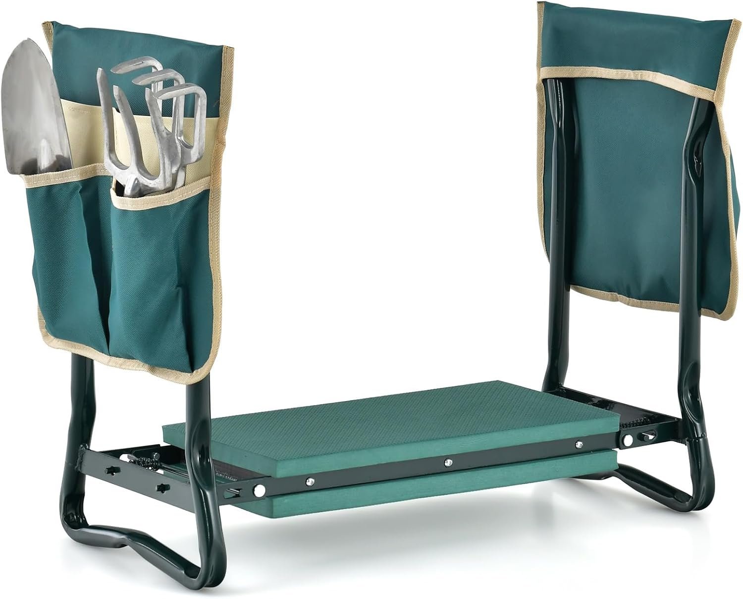 Goplus Garden Kneeler and Seat, Foldable Garden Bench for Kneeling & Sitting, Widened 8″ EVA Soft Foam Pad, Heavy-Duty Garden Stool w/ 2 Large Tool Pouches, Gardening Gift for Women Men Seniors