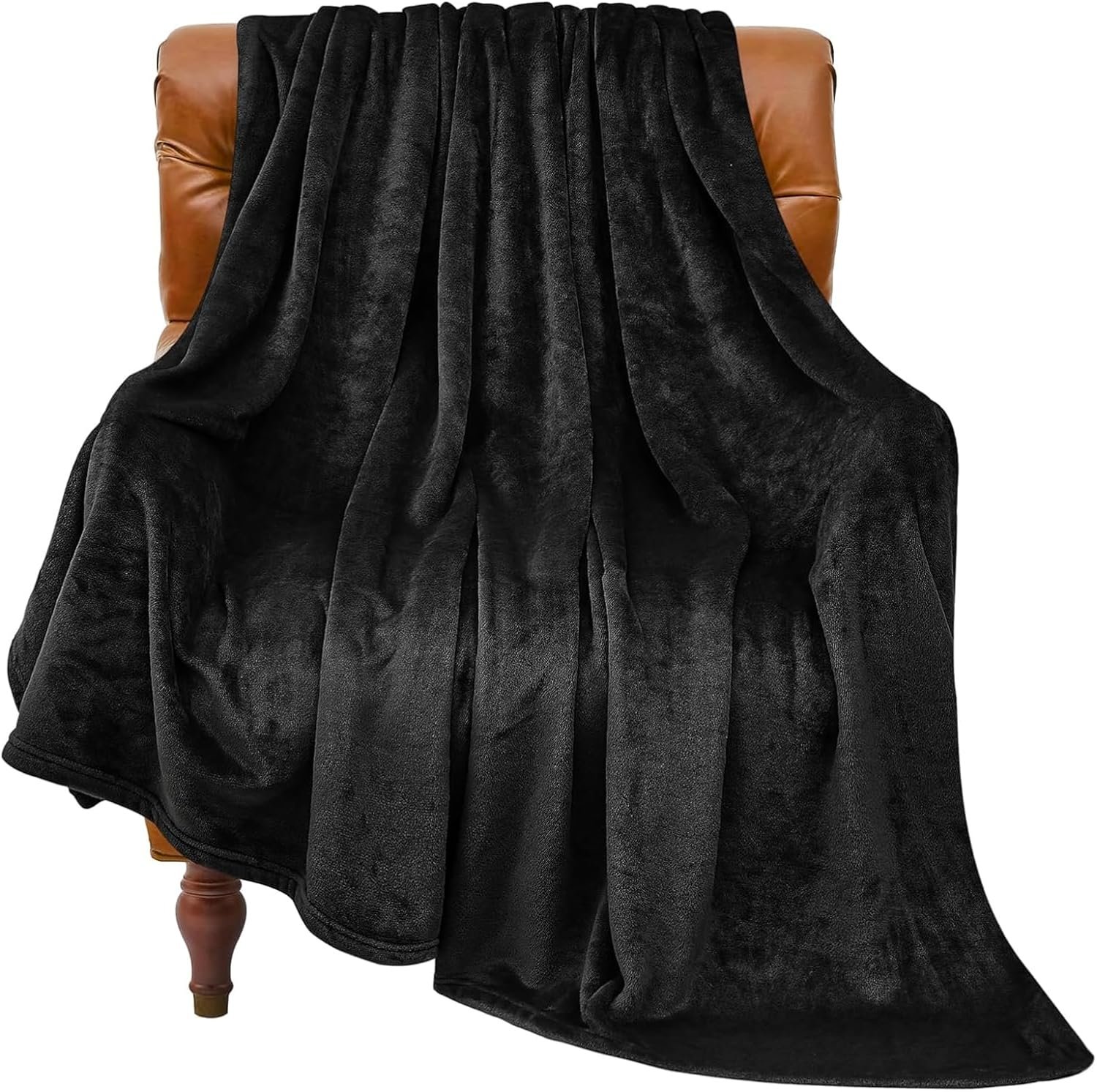 BEDELITE Fleece Blanket Black Throw Blankets for Couch & Bed, Luxury Plush Cozy Fuzzy Blanket 50×60 inches, Super Soft Warm Lightweight Throw Blanket for Travel Camping