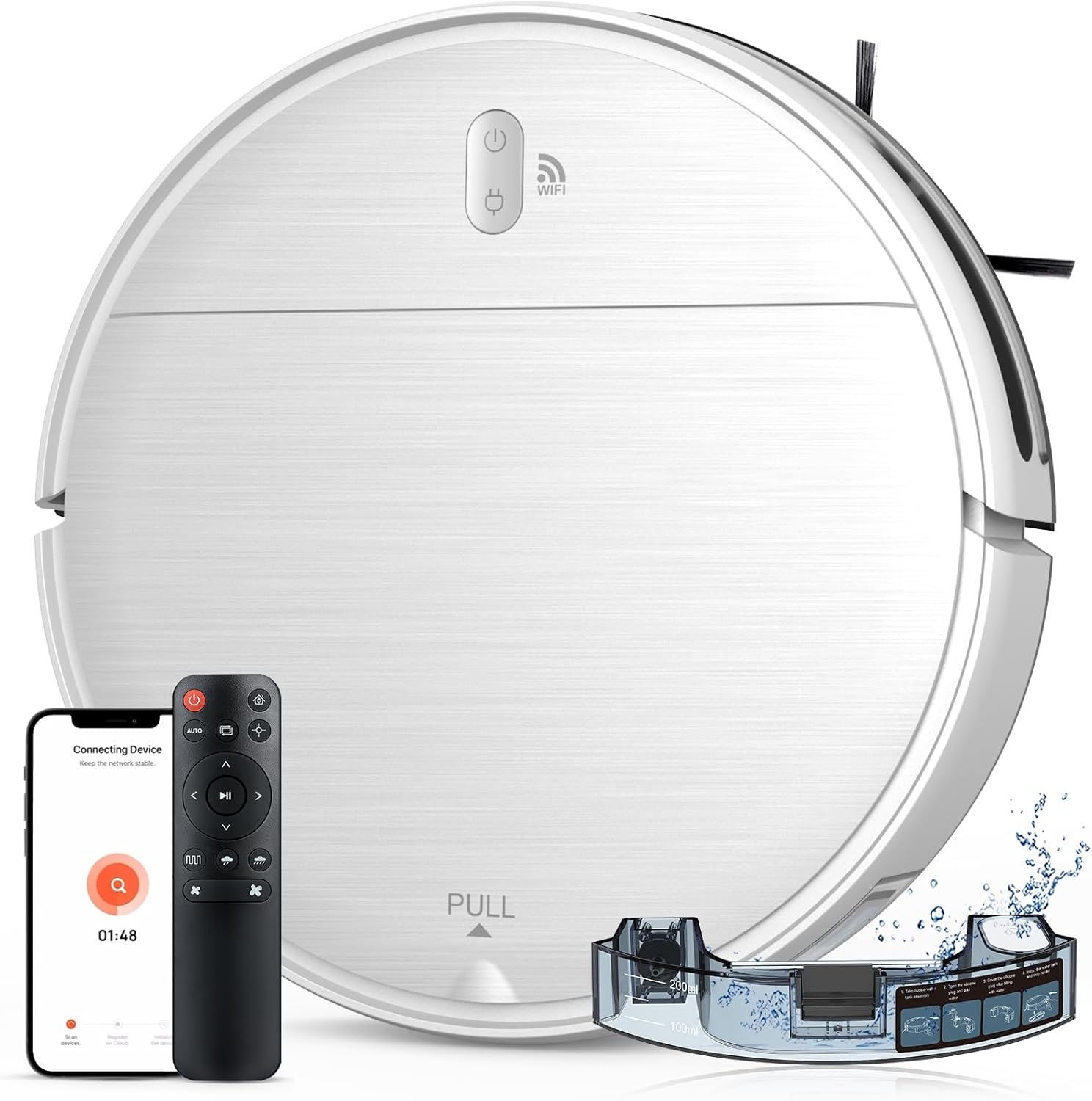 Robot Vacuum and Mop Combo, 2 in 1 Robotic Vacuum Cleaner with Schedule, App/Alexa/Voice Control, Slim 2.87″, Self-Charging, Strong Suction & Long Runtime, Ideal for Hard Floor, Pet Hair, Carpet