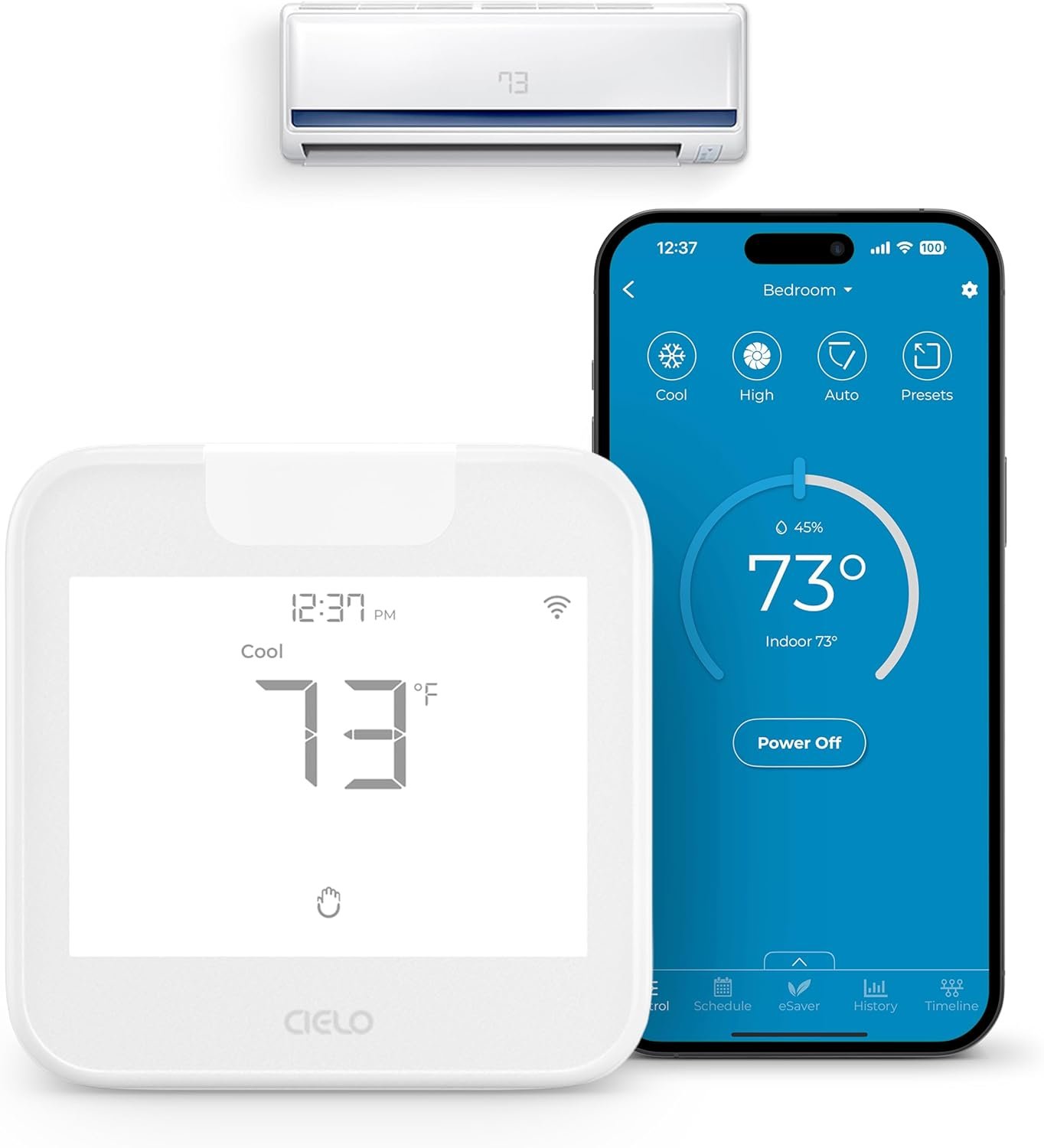 Breez Max Smart AC Controller | AHR Product of the Year WiFi Thermostat for Mini-Split, Window, Portable AC/Heat Pump | AI-Based Tech | Free App, No Subscription | Alexa, Google, IFTTT etc. (White)