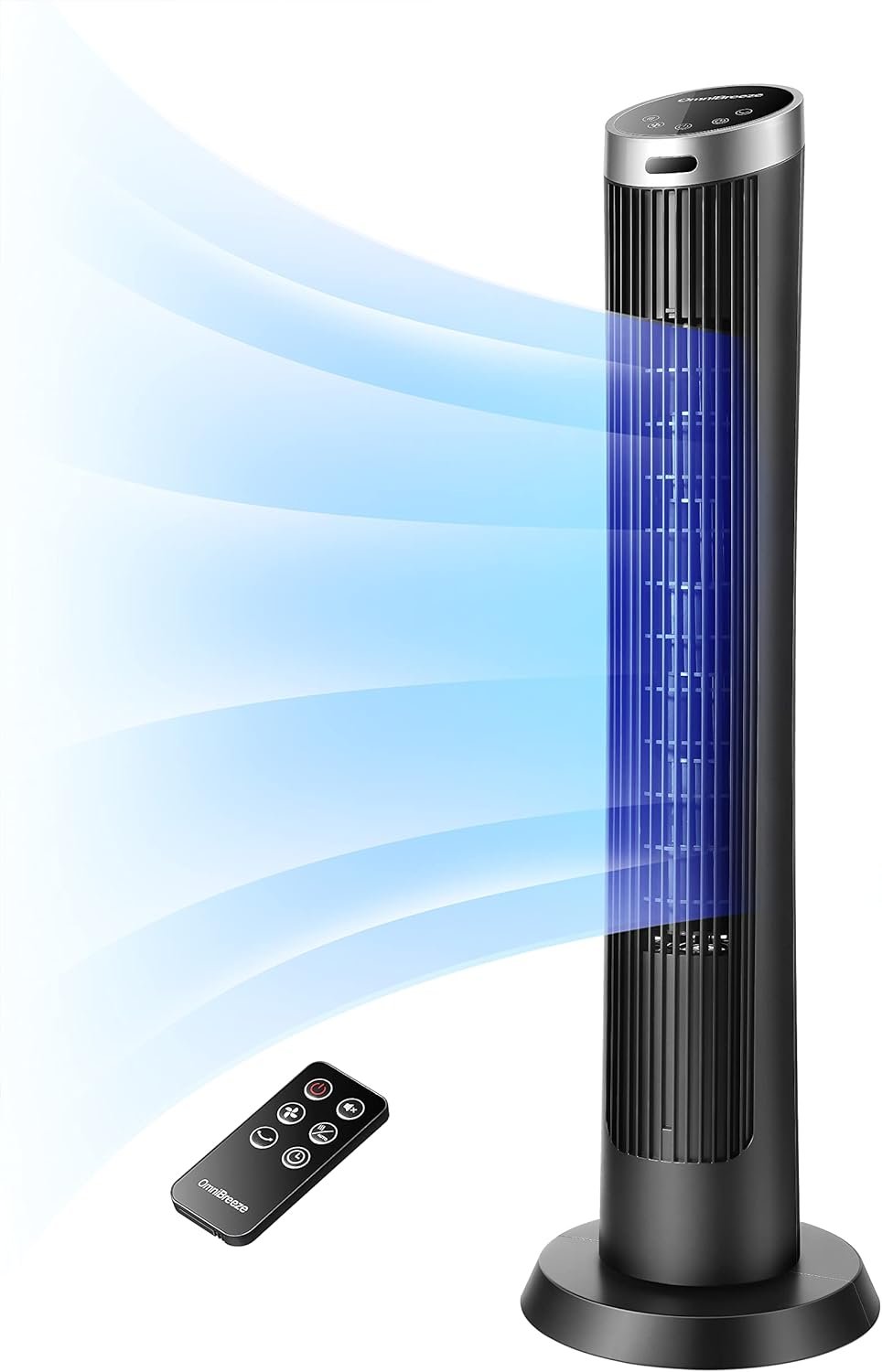 OmniBreeze Digital Electric Tower Fan, with Remote Control, LED Display, Standing Bladeless Floor Fans Cooling and Quite Indoor Living Room Bedroom use (36 Inch)…