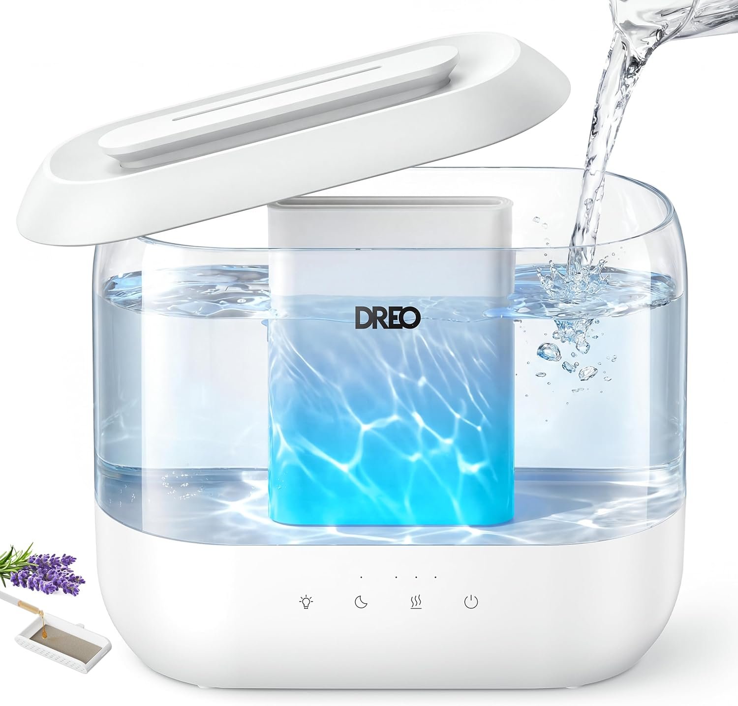 DREO 4L Humidifiers for Bedroom, 36H Runtime, 28 dB Quiet, HM311 | Easy to Refill & Clean, BPA-Free, Nightlight, Supersized Air Humidifiers for Large Room, Baby Nurseries, Plants, Indoor