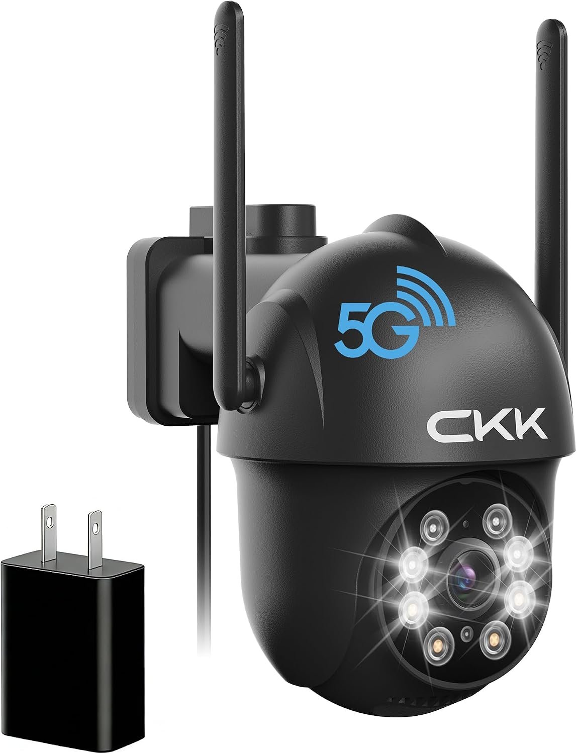 CKK 2K Security Camera Outdoor Corded Power, 3MP PTZ WiFi Home Security Camera – 2.4G/5G Dual-Band, 360° Pan-Tilt, Color Night Vision, Motion Alerts, 2-Way Audio, 24/7 Recording, Waterproof