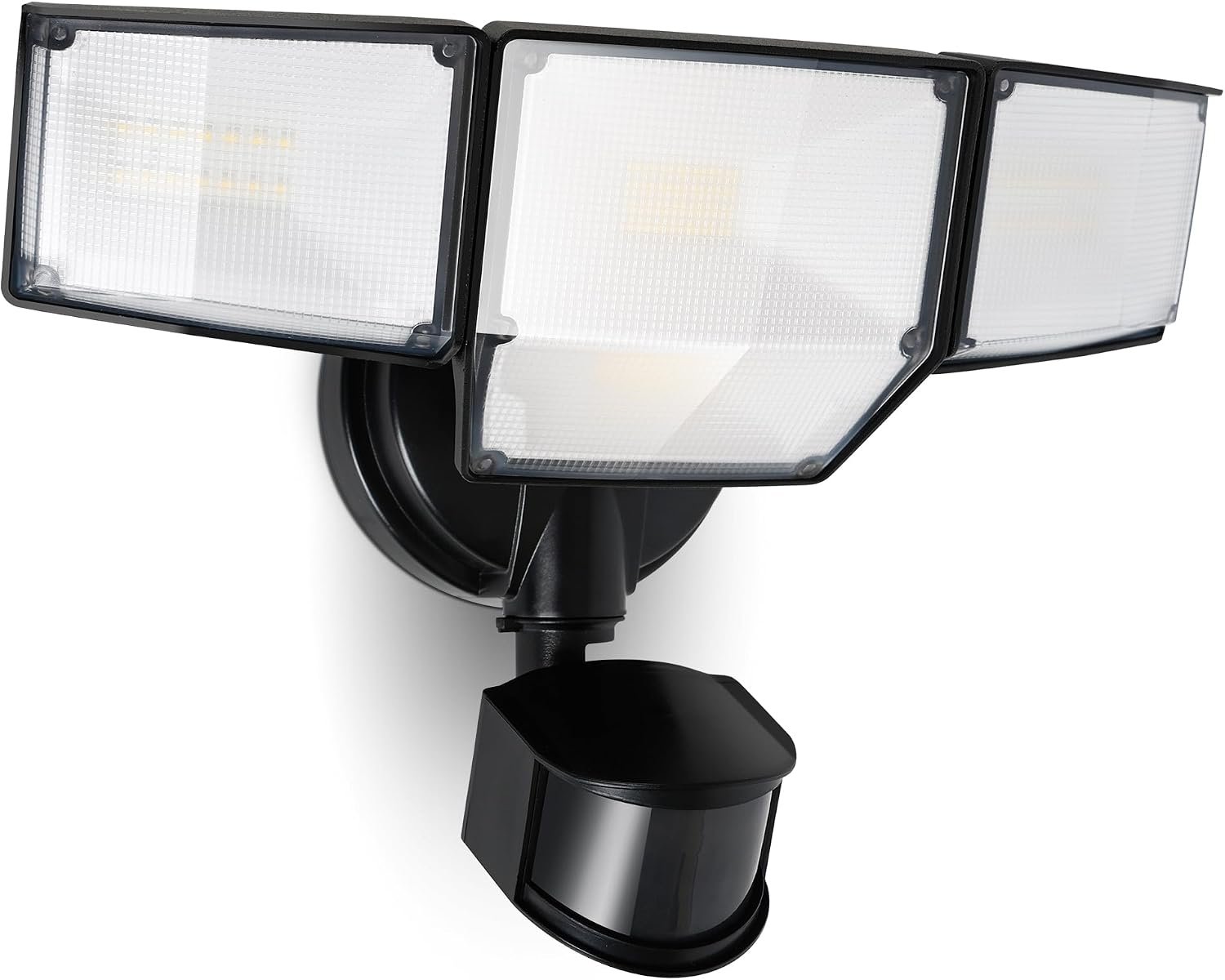 LUTEC 80W 9000LM LED Security Light Hardwire Motion Sensor Outdoor Lights, 4 Head LED Flood Lights Outdoor 5000K Daylight, IP65 Waterproof, Motion Detected Lights for Outside, Garage, Yard (Black)