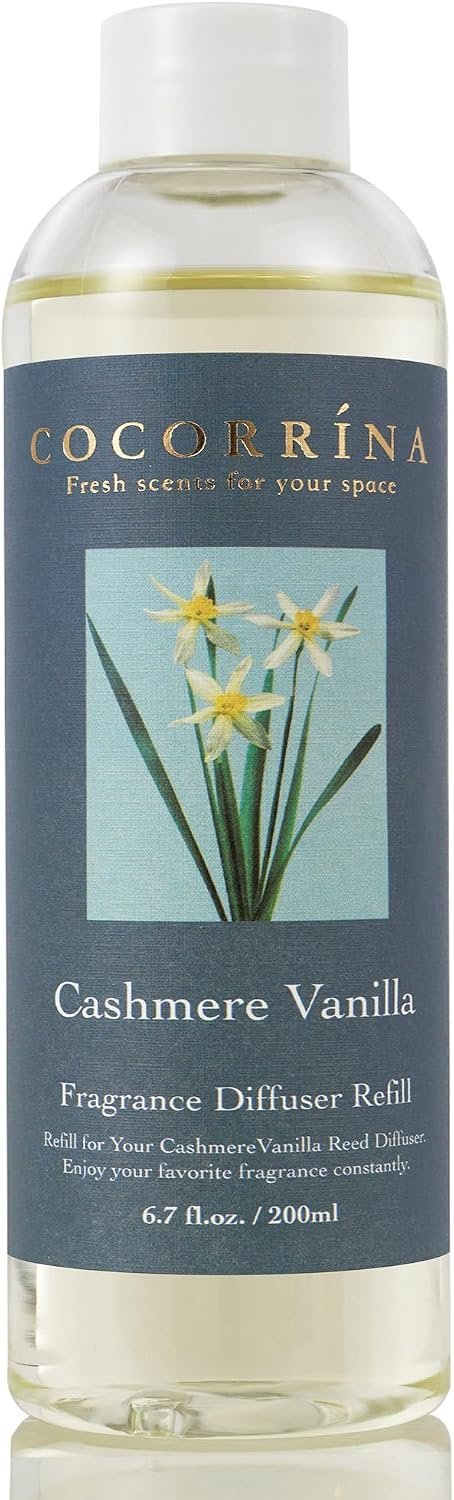 Cocorrína Reed Diffuser Refill – Cashmere Vanilla 6.7 oz. Scented Oil for Reed Diffuser Home Fragrance for Bedroom, Bathroom Home Decor