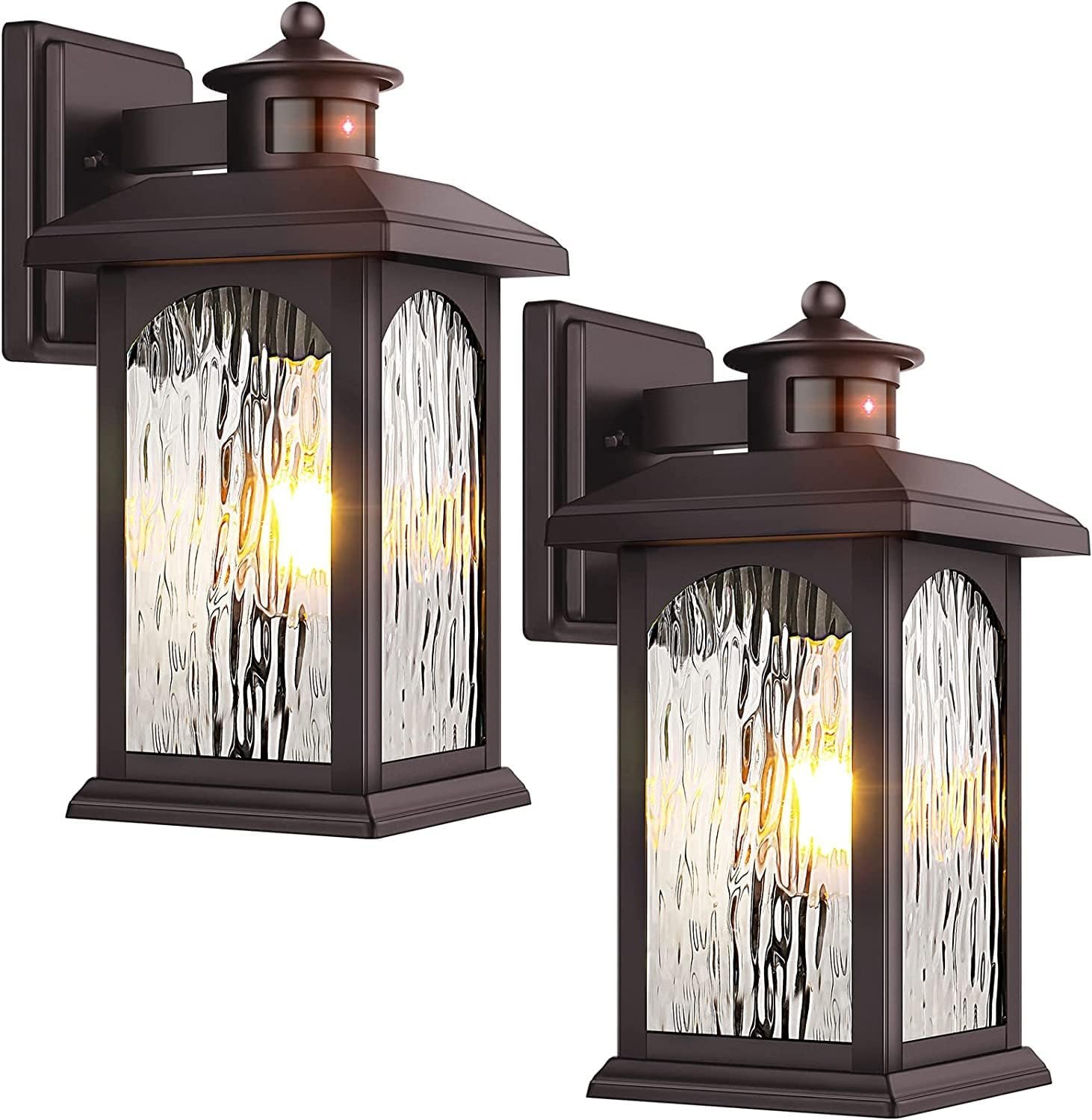 2 Pack Motion Sensor Outdoor Lights, Brown Dusk to Dawn Outdoor Lighting, Oil Rubbed Bronze Exterior Light Fixtures, Waterproof Porch Lights Wall Sconce for House, Garage, Porch, Entryway Anti-Rust