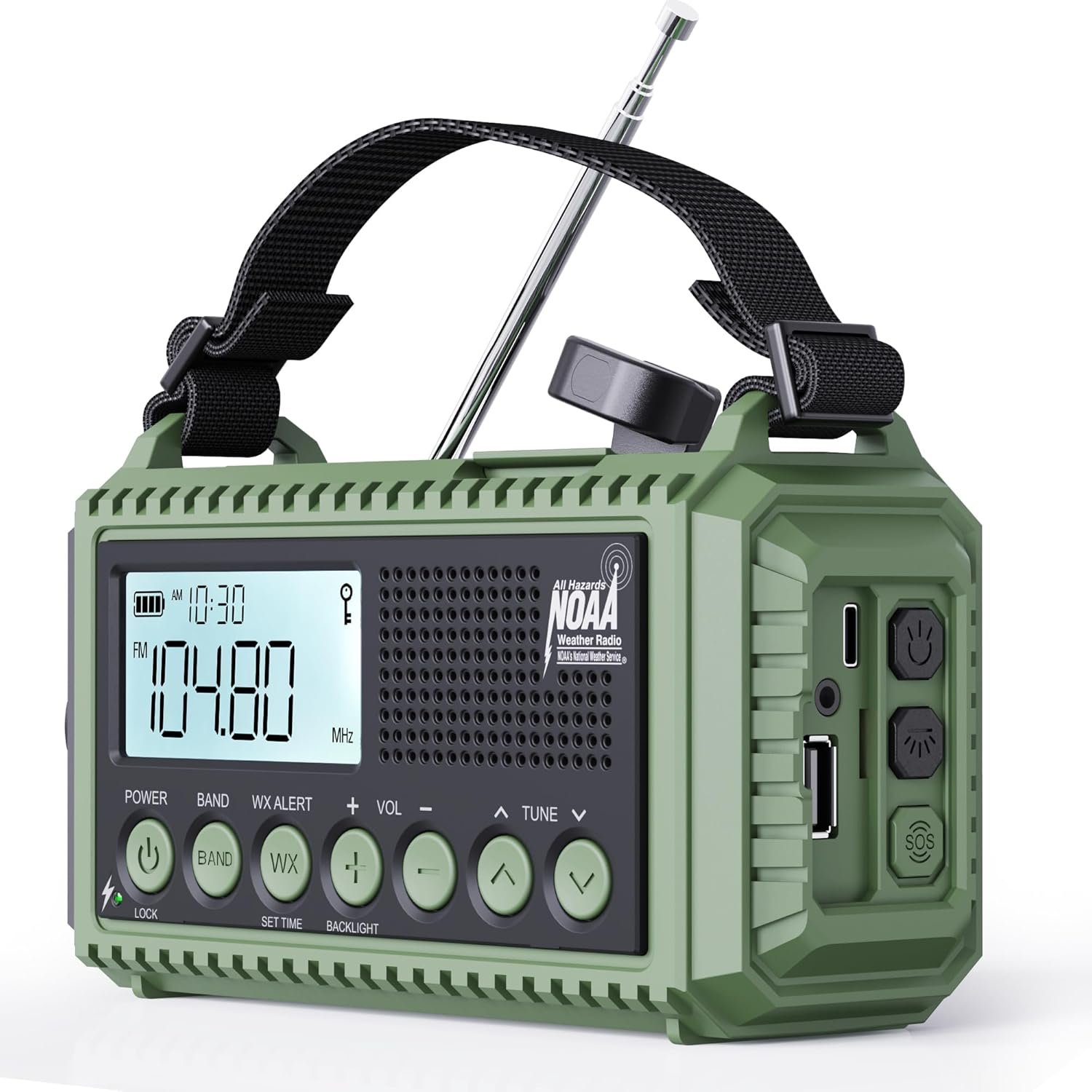 12000mAh Emergency Radio – AUTO NOAA Weather Alert, Solar Hand Crank AM/FM/SW/NOAA, Flashlight, Phone Charger, SOS Siren, Survival Kit for Camping, Storms, Power Outages