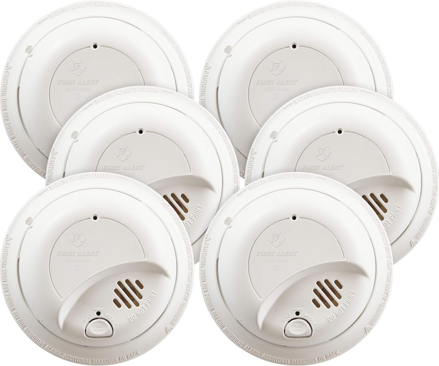 First Alert BRK SMI100-AC Hardwired Smoke Detector with Battery Backup, 6-Pack
