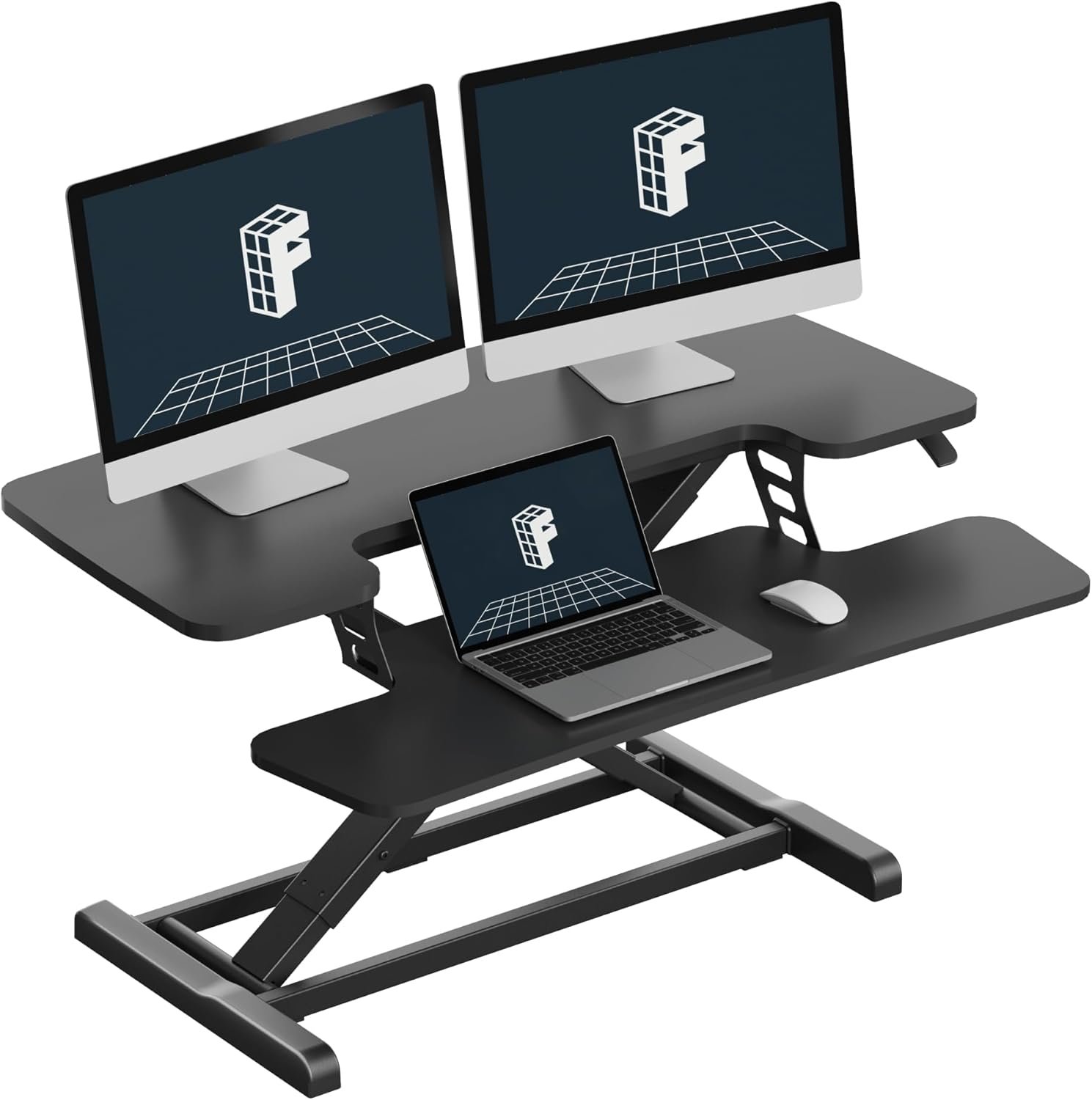 FLEXISPOT Standing Desk Converter 36″ Desk Riser, Height Adjustable Desktop Riser Sit Stand Computer Workstation, Spacious Stand Up Desk Converter for Laptop Keyboard and Monitor Setup, Black