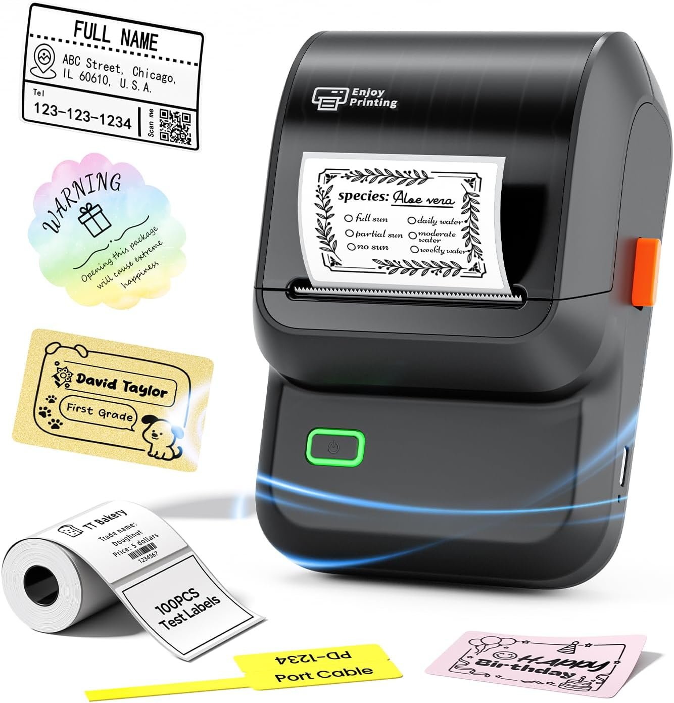 Ponek Label Maker Machine with Tape, M100 Address Barcode Label Printer, Versatile App 6000 Icons and 300 Fonts, Portable Label Makers for Small Business, Office, Home, School, Safety Label Makers