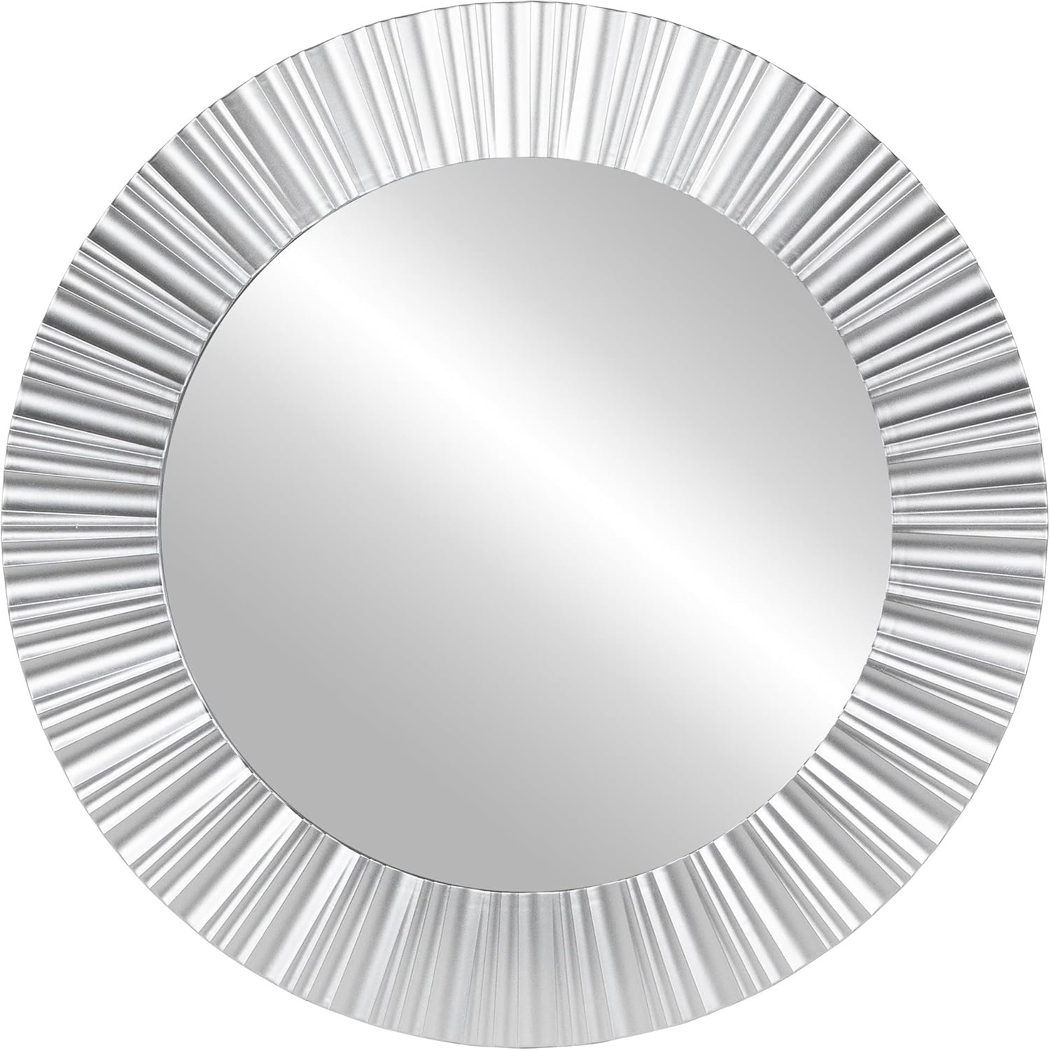 Northlight Simply Elegant Fluted Frame Decorative Round Wall Mirror, 20″, Silver