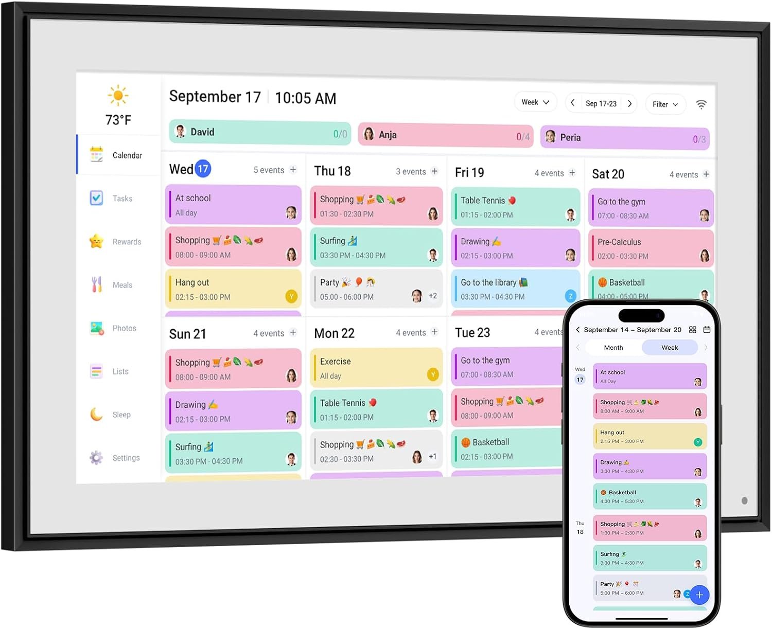 Smart Digital Calendar, 10.1″ HD Smart Touch Screen Home Interactive Electronic Calendar WiFi Planner,Meal Schedule, Duty Chart,Achievement Rewards- Built-in Digital Photo Frame Function