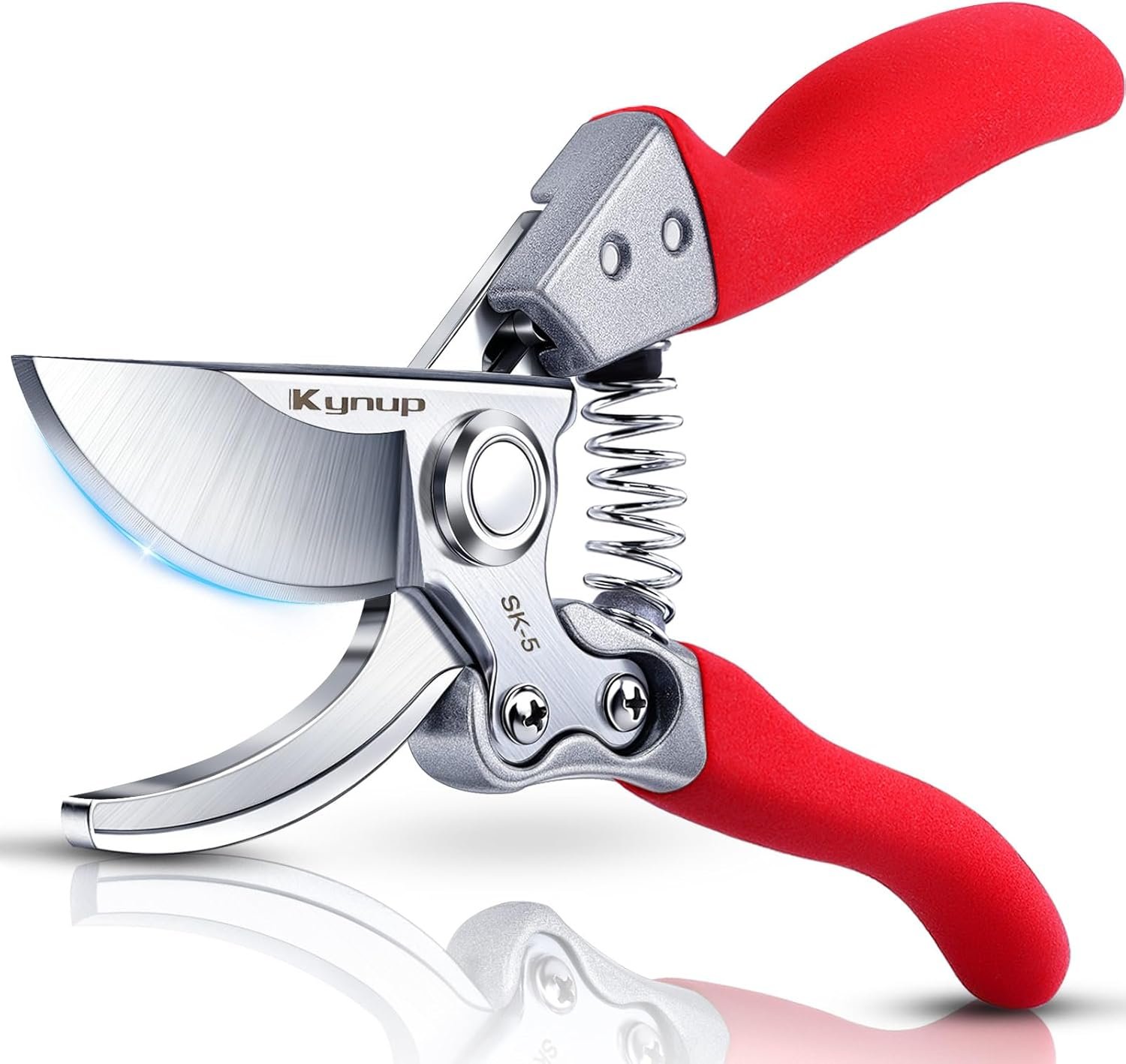 Kynup 8.6″ Professional Pruning Shears for Gardening, SK5 Stainless Steel Garden Hand Pruners for Heavy Duty Clean Cuts 4X Easier, Garden Scissors for Arthritis Left Handed, Secure Safety Lock