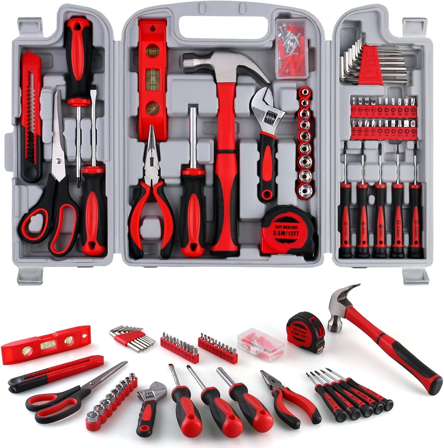 WINNER 156-Piece Delicate All-Purpose Home Tool Kit in Foldable Toolbox, Unisex | Complete and Essential Hand Tools Set for General House Repairs, Dorm, Apartments, Perfect Father’s Day Gift
