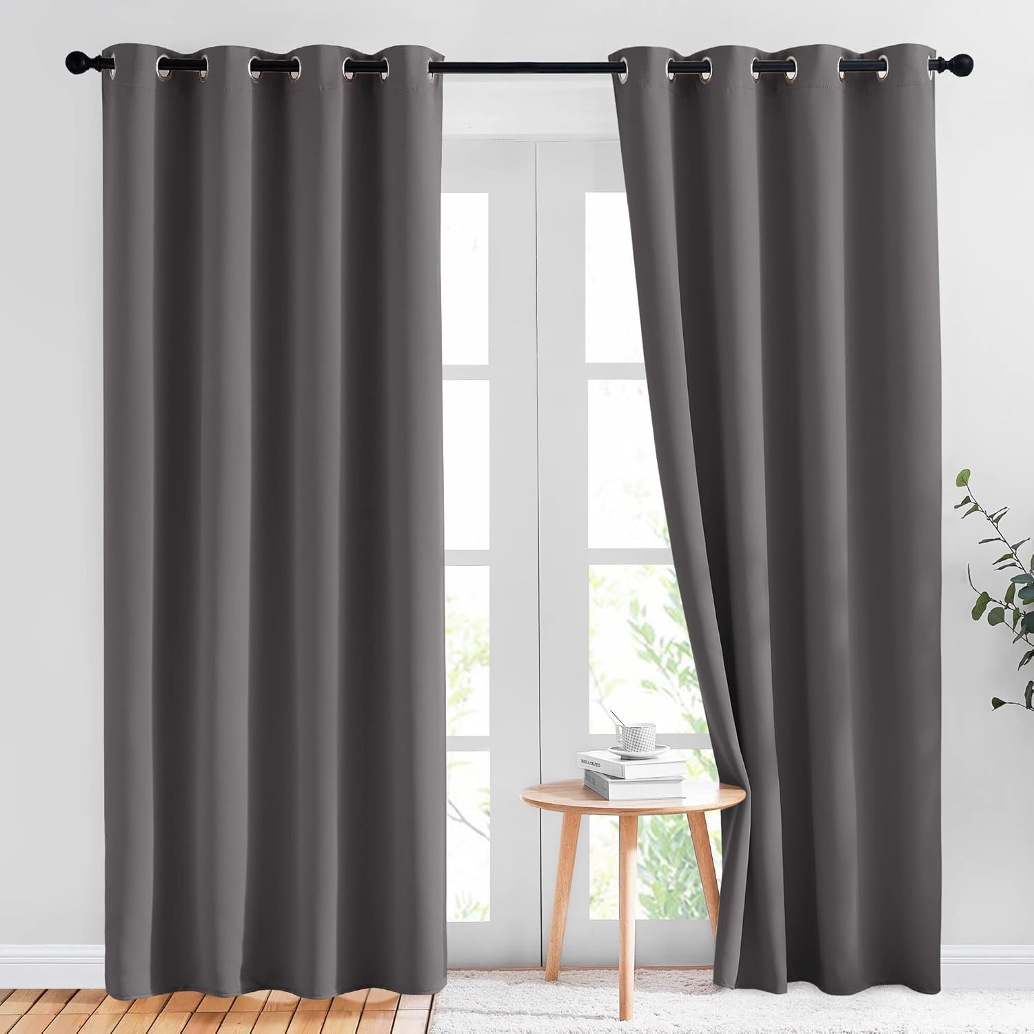 NICETOWN Gray Blackout Curtains for Bedroom 84 inches Long – Thermal Drapes Grommet Room Darkening Light Blocking Curtains Window Treatments for Living Room (2 Panels, W52 x L84, Grey)