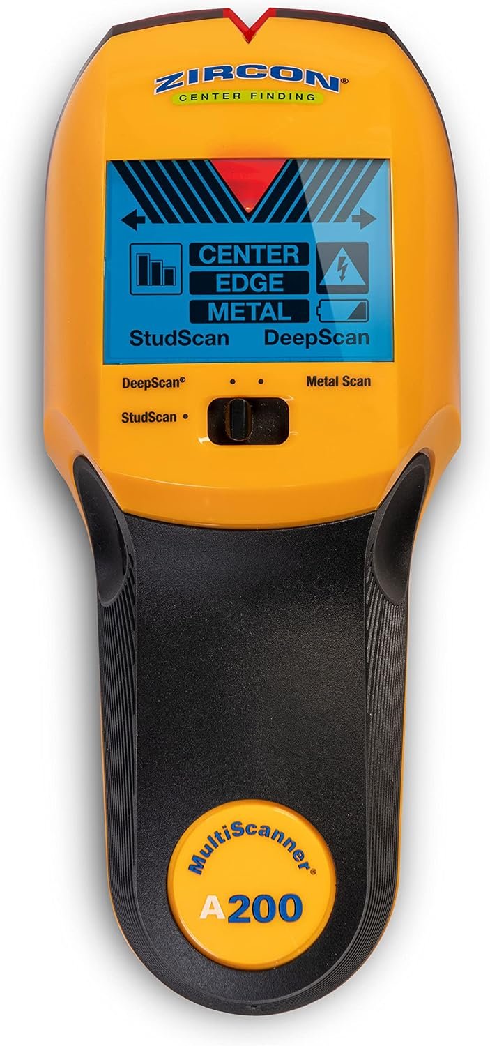 Zircon® MultiScanner™ A200 Stud Finder Wall Scanner Edge and Center Finding | Find studs before you drill, Detects live AC wiring, Find wood studs, Find metal studs, Mount TVs & shelves confidently