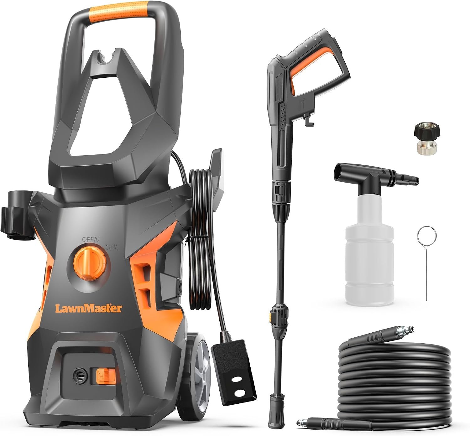 LawnMaster LT306-1800C Electric Pressure Washer 13 Amp 1.4 GPM 2100 Max PSI CSA Certified with Foam Bottle