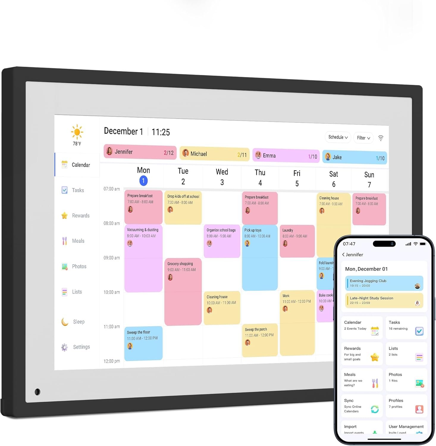 Dragon Touch 10.1 inch Digital Calendar & Chore Chart – Interactive Touchscreen Smart Family Planner,Digital Picture Frame for Mom, Women, Christmas & Weddings