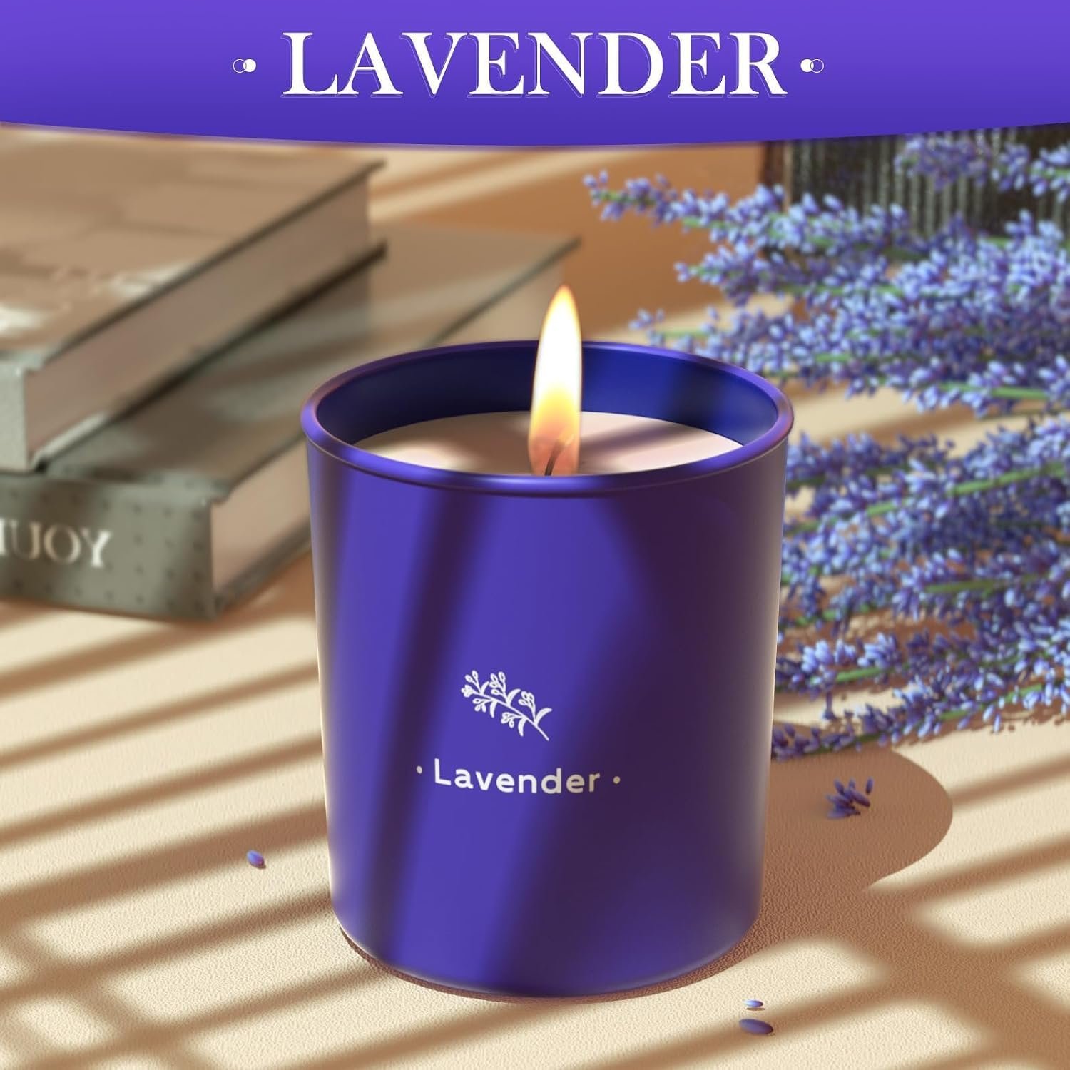 Lavender Candles for Home Scented, 8 oz Scented Candles Present, Purple Jar Wax, Made with Soy for Women, 45 Hour Long-Lasting Burn for Christmas Mom Girl Birthday Christmas Giving – 1 Pack