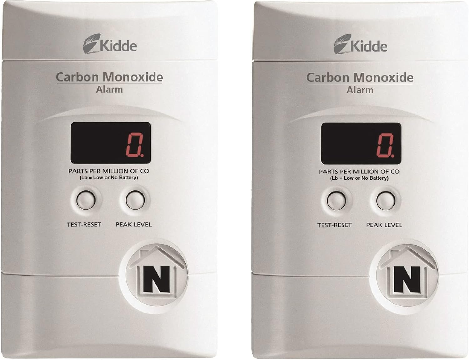 Kidde Carbon Monoxide Detector, Plug In Wall with 9-Volt Battery Backup, Digital LED Display – 2 Pack