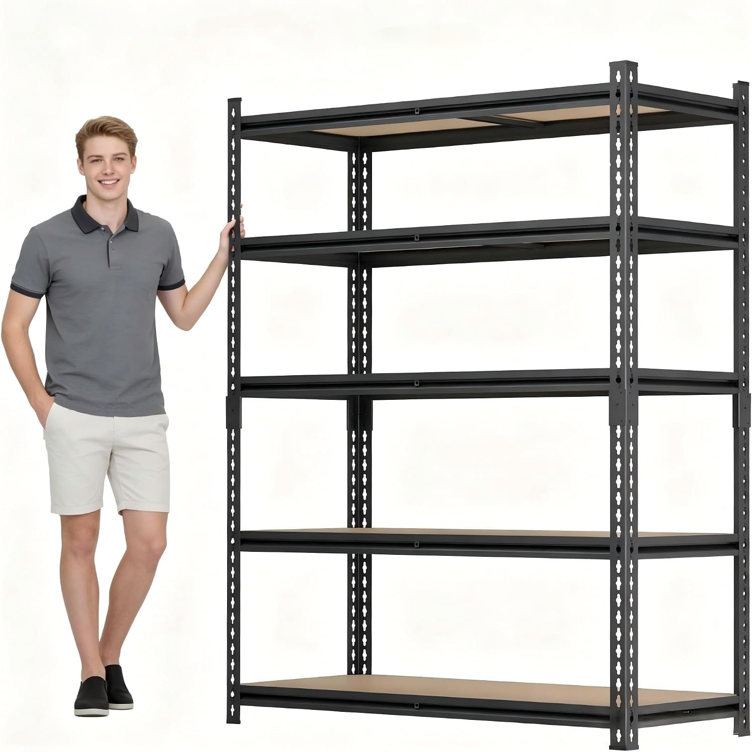 72“H Garage Shelving Heavy Duty Storage Shelves 3500 LBS Adjustable Metal Shelving Uints and Storage for Garage,Warehouse,School,Commercial,Business，72 “H x 35.78 “W x 15.78 “D (72H*35.78W*15.78D)