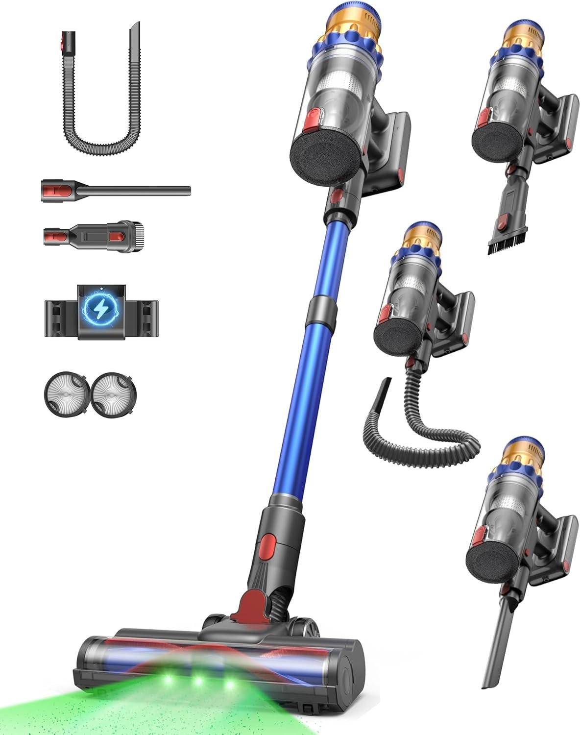 Cordless Vacuum Cleaner, 650W/55Kpa Vacuum Cleaners for Home, 70Mins Stick Vacuum with Self-Standing,Anti-Tangle,Wall Mount Charging,Lightweight Wireless Vacuum for Hardwood Floors Carpet Pet Hair Car