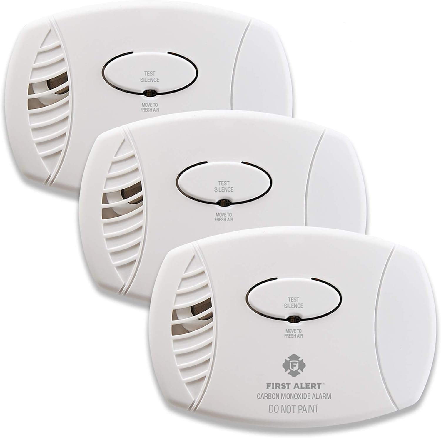 First Alert CO606, Plug-In Carbon Monoxide (CO) Detector, Hardwired Alarm with Battery Backup, 3-Pack