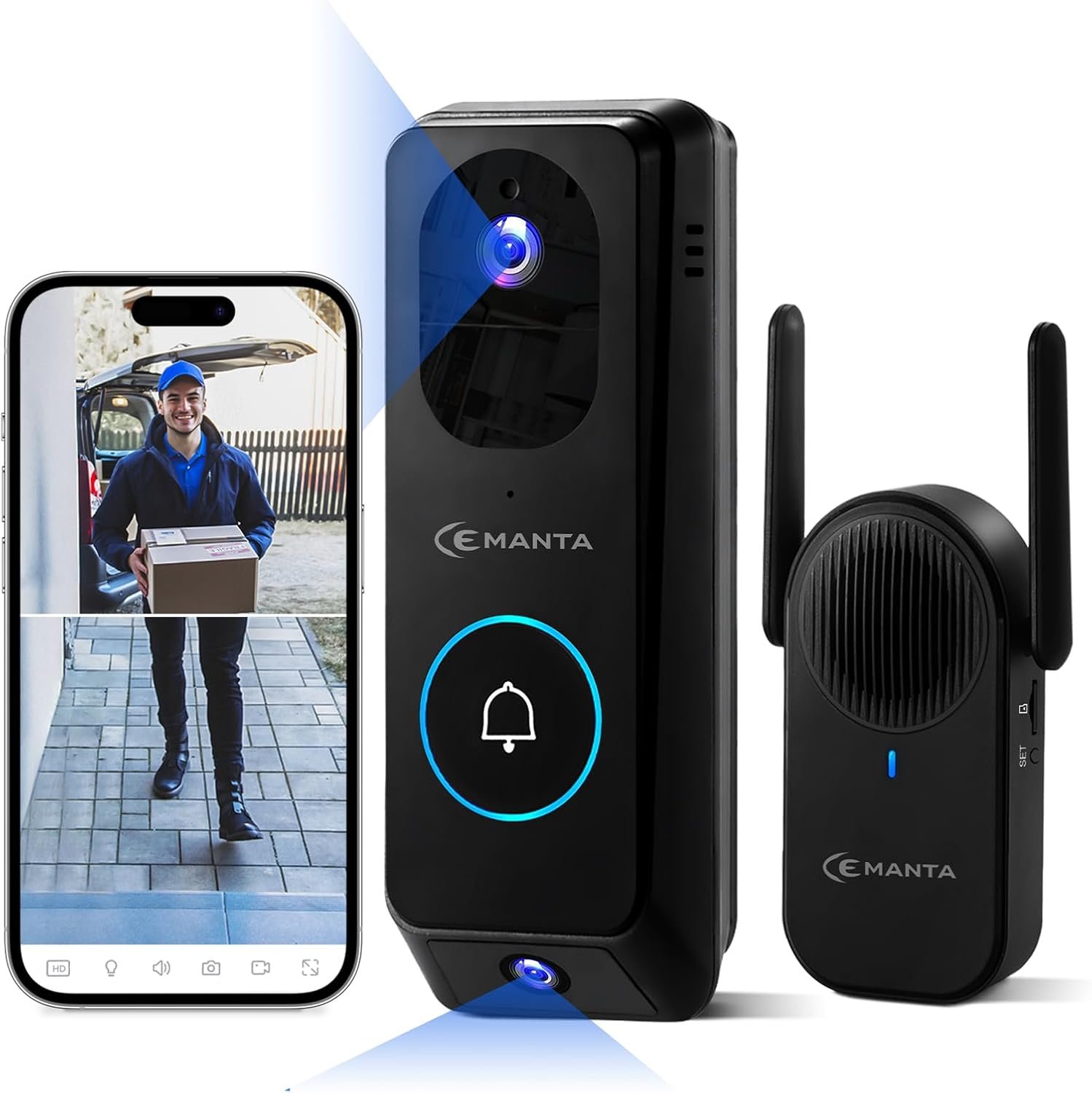 2K Video Doorbell Camera Wireless with Chime, Free Cloud Storage, Dual-Cam, Package Protection, 190° View, WiFi6, Voice Changer & Anti-Tamper, Night Vision, 2-Way Audio, Compatible with Alexa