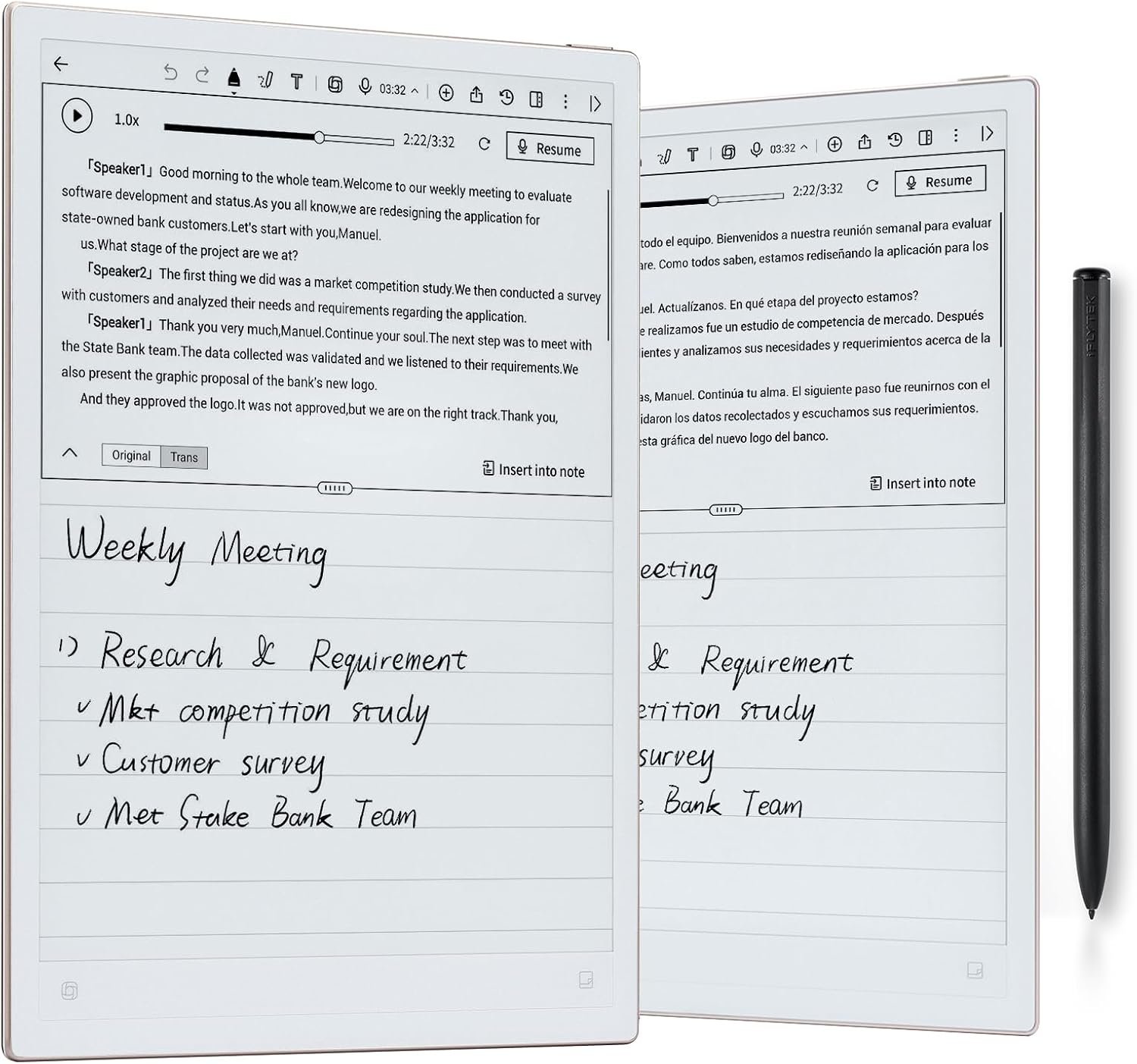 iFLYTEK AINOTE 2 Paper Tablet, 10.65″ Electronic Notebook with Pen, 4.2mm Ultrathin Note Taking Tablet Powered by ChatGPT, 18-Language Transcription Support, Google Play Compatible