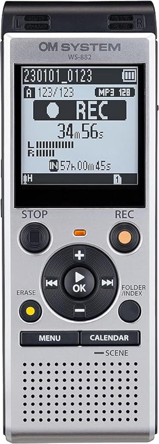 OM SYSTEM Olympus WS-882 Digital Voice Recorder, with Linear PCM/MP3 Recording Formats, USB Direct, 4gb Playback Speed and Volume Adjust, File Index, Erase Selected Files