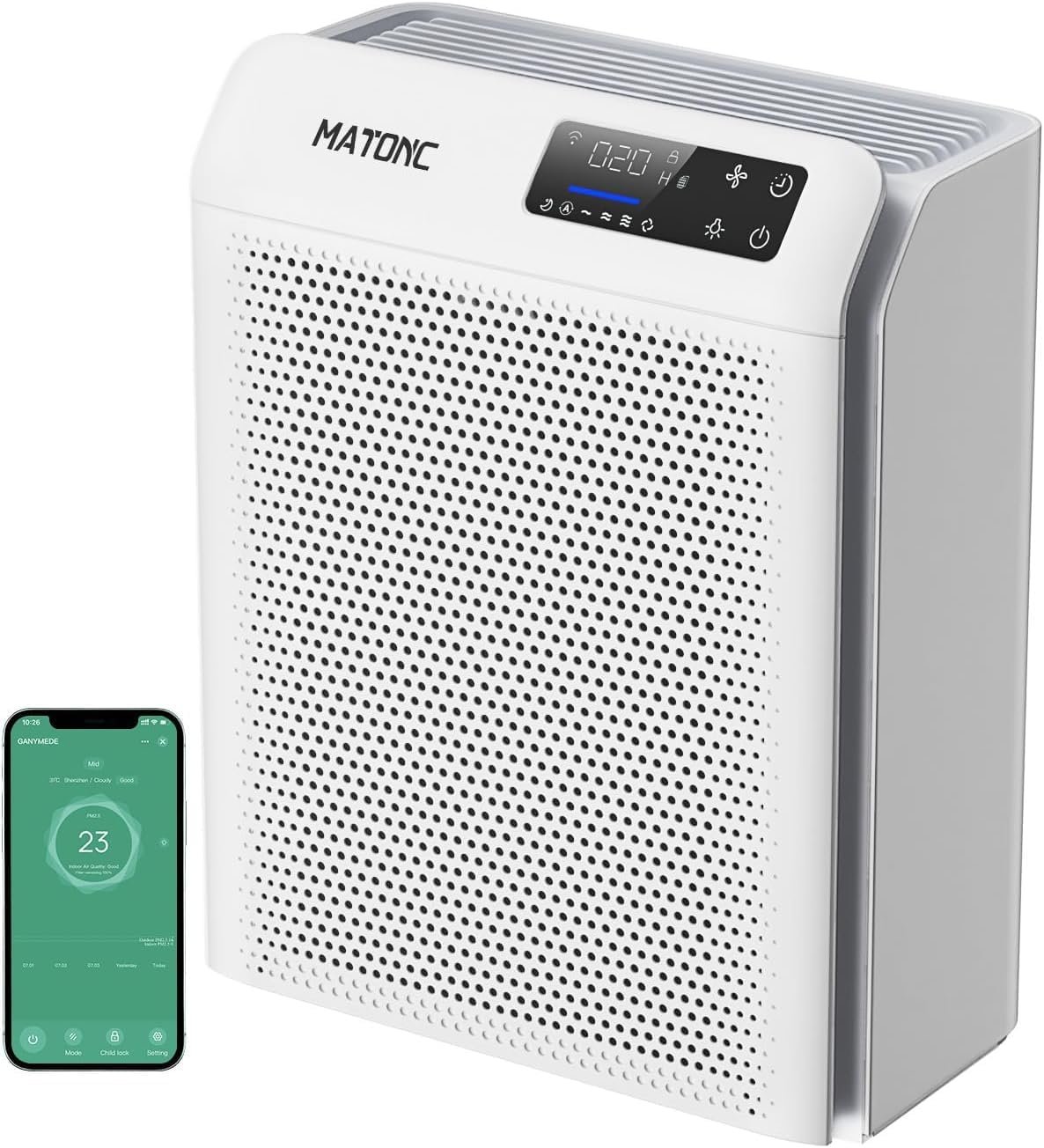 Air Purifier for Home Large Rooms, HEPA Air Purifier with Smart WiFi APP Control,Covers Up to 3500 ft²,AQI Display, Ultra-Quiet Sleep Mode & Auto Mode, Air Cleaner for Pet Hair Dust Pollen Odors