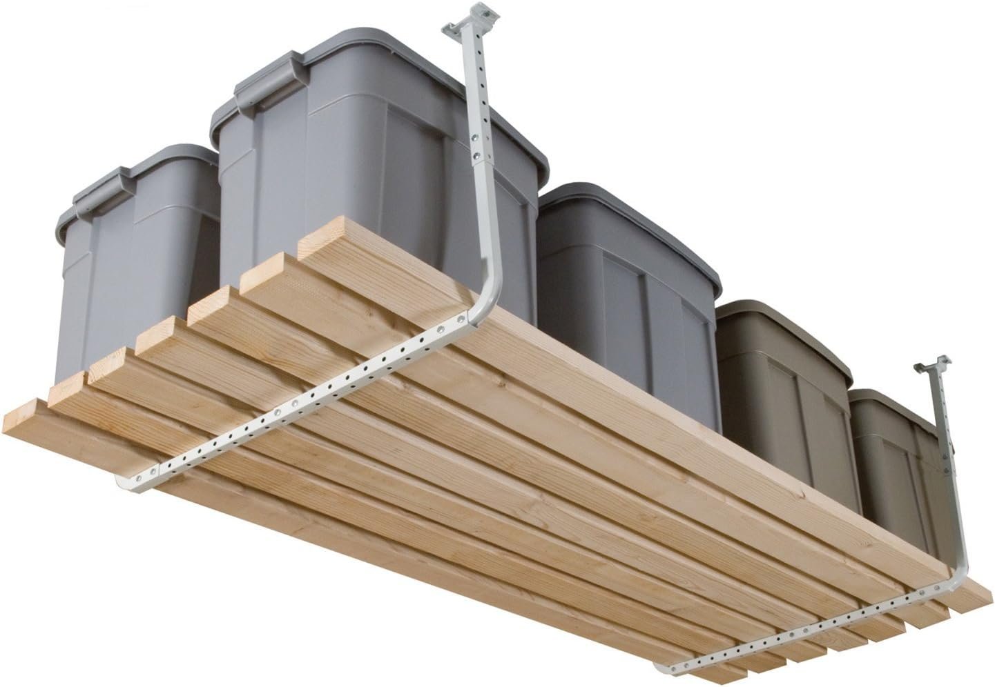 HyLoft 33 in. x 34 in. Adjustable Garage Ceiling Mount Storage Rack Kit, Garage Overhead Storage Bracket, 80842-10, White