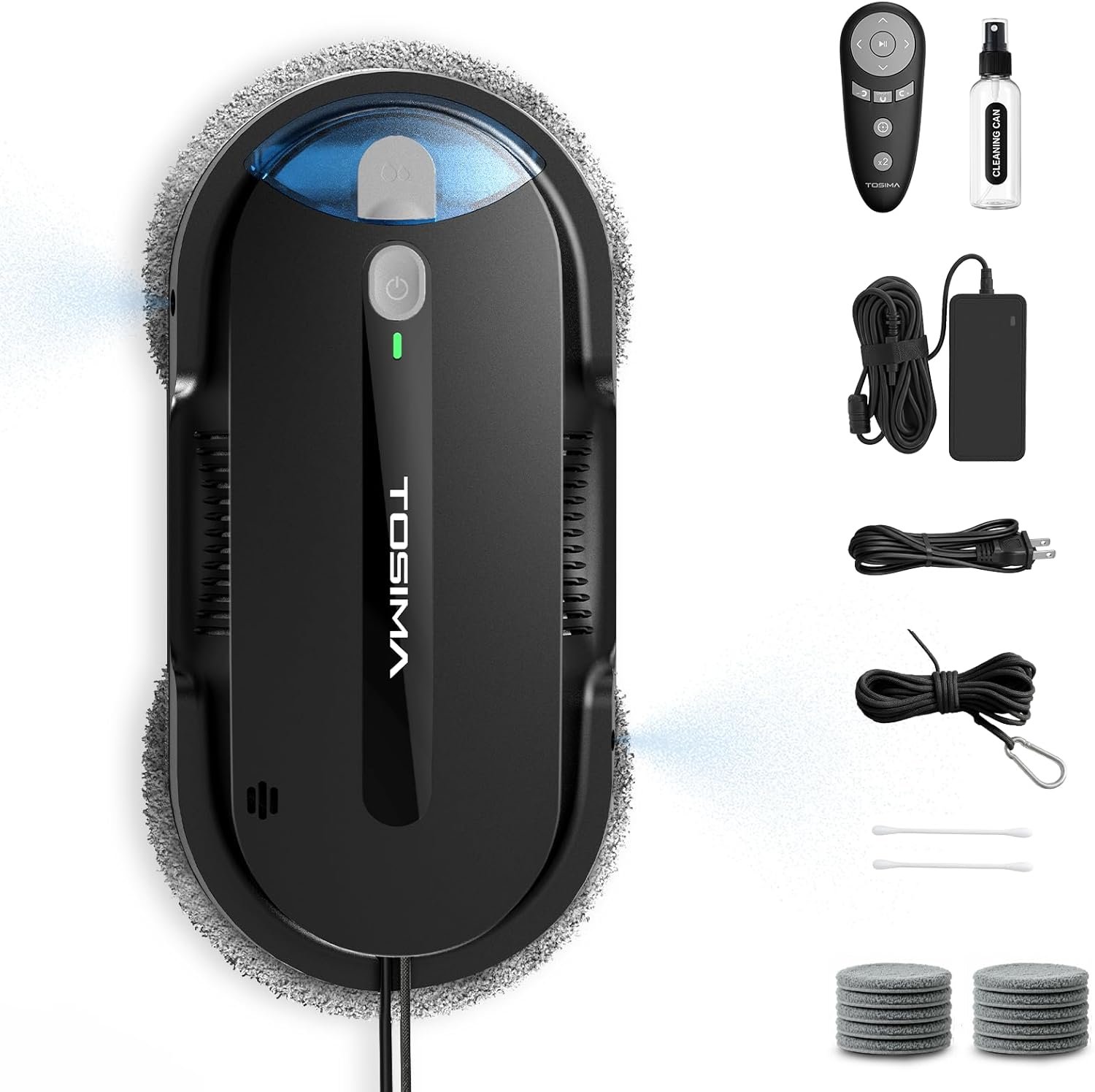 Tosima X1 Window Cleaning Robot, 6400Pa Max Adaptive Suction, Dual Auto-Spray Smart Window Cleaner with Smart Navigation, Remote Control and Triple Safety, Anti-Drop, for All Smooth Surfaces, Black