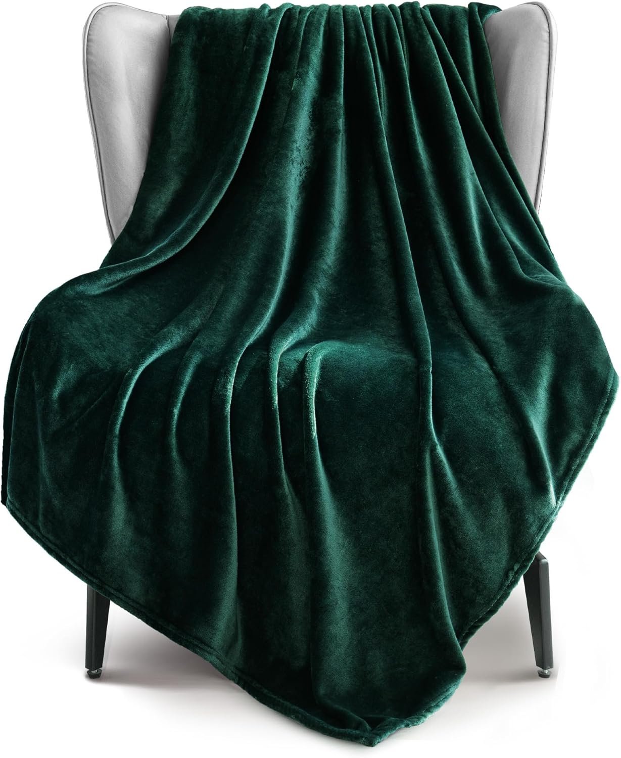 Exclusivo Mezcla Fleece Throw XL Blanket for Couch, Sofa, Super Soft and Warm Forest Green Blankets, All Season, Cozy, Plush, Lightweight, 50×70 Inches
