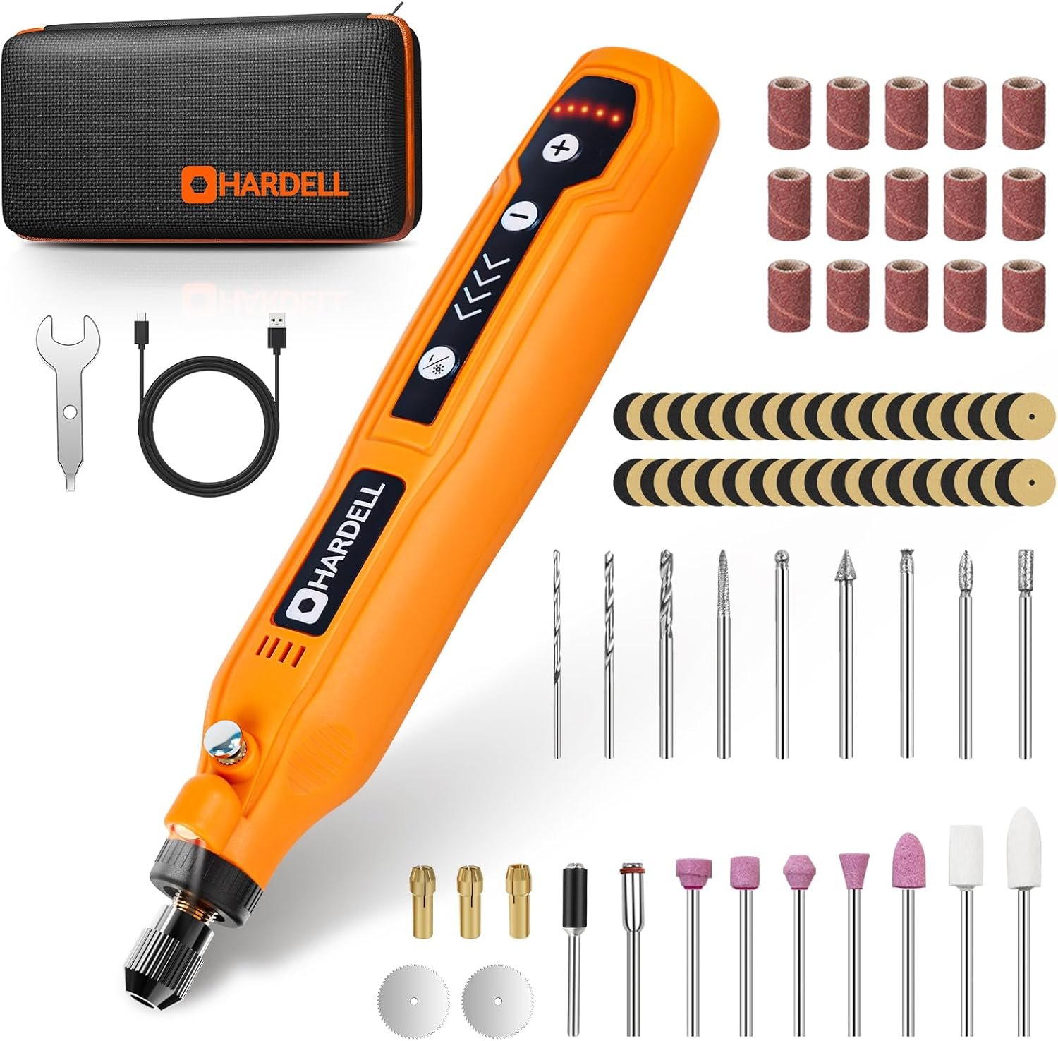 HARDELL Mini Cordless Rotary Tool, 5-Speed and USB Charging Rotary Tool Kit with 69 Accessories, Multi-Purpose 3.7V Power Rotary Tool for Sanding, Polishing, Drilling, Etching, Engraving, DIY Crafts