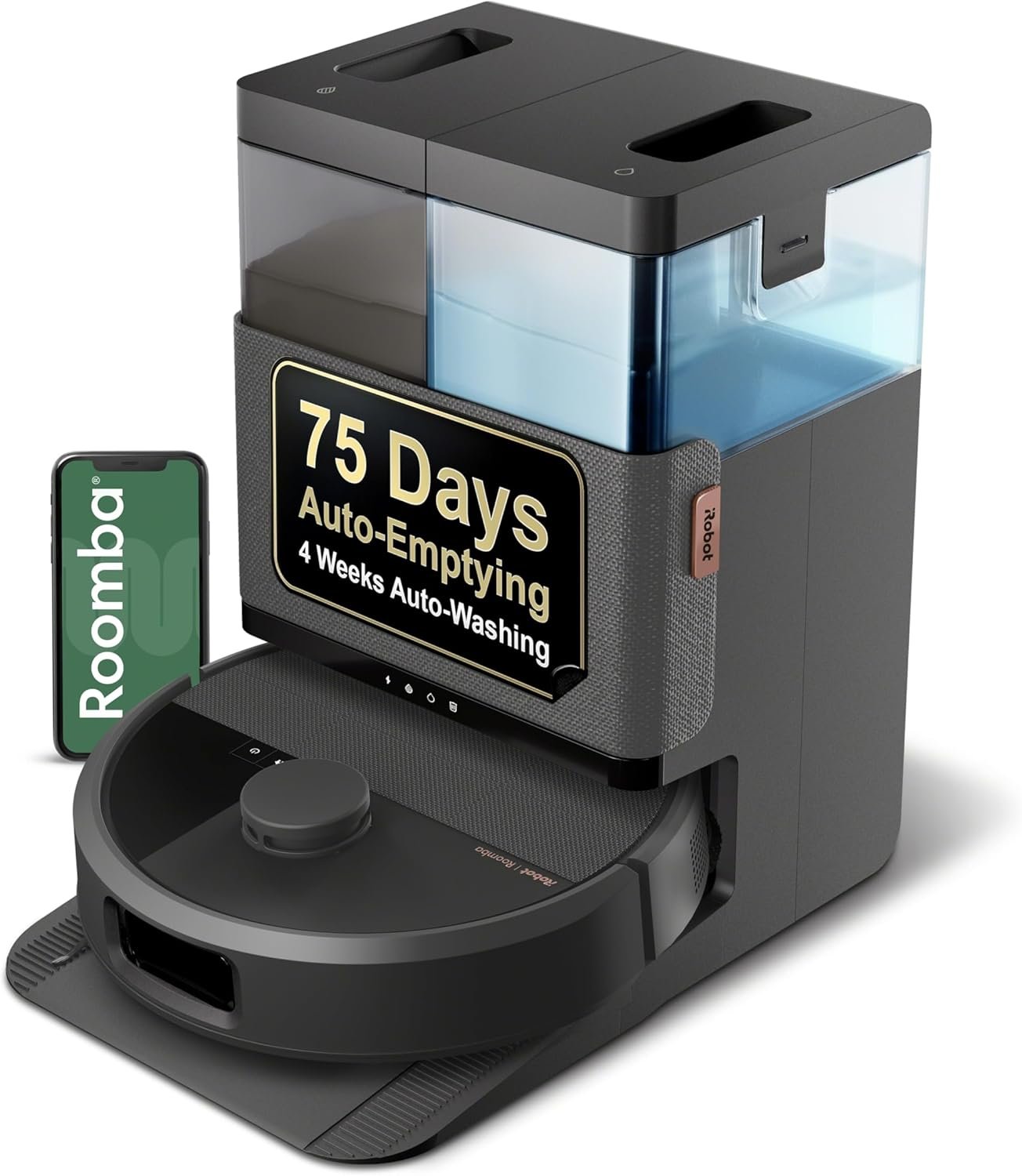 iRobot Roomba Plus 505 Combo Robot Vacuum & Mop with AutoWash Dock – Extending Spinning Mop Pads, Self-Empties, Pad Wash & Heated Drying, Self-cleaning, Recognizes & Avoids Obstacles, LiDAR Navigation