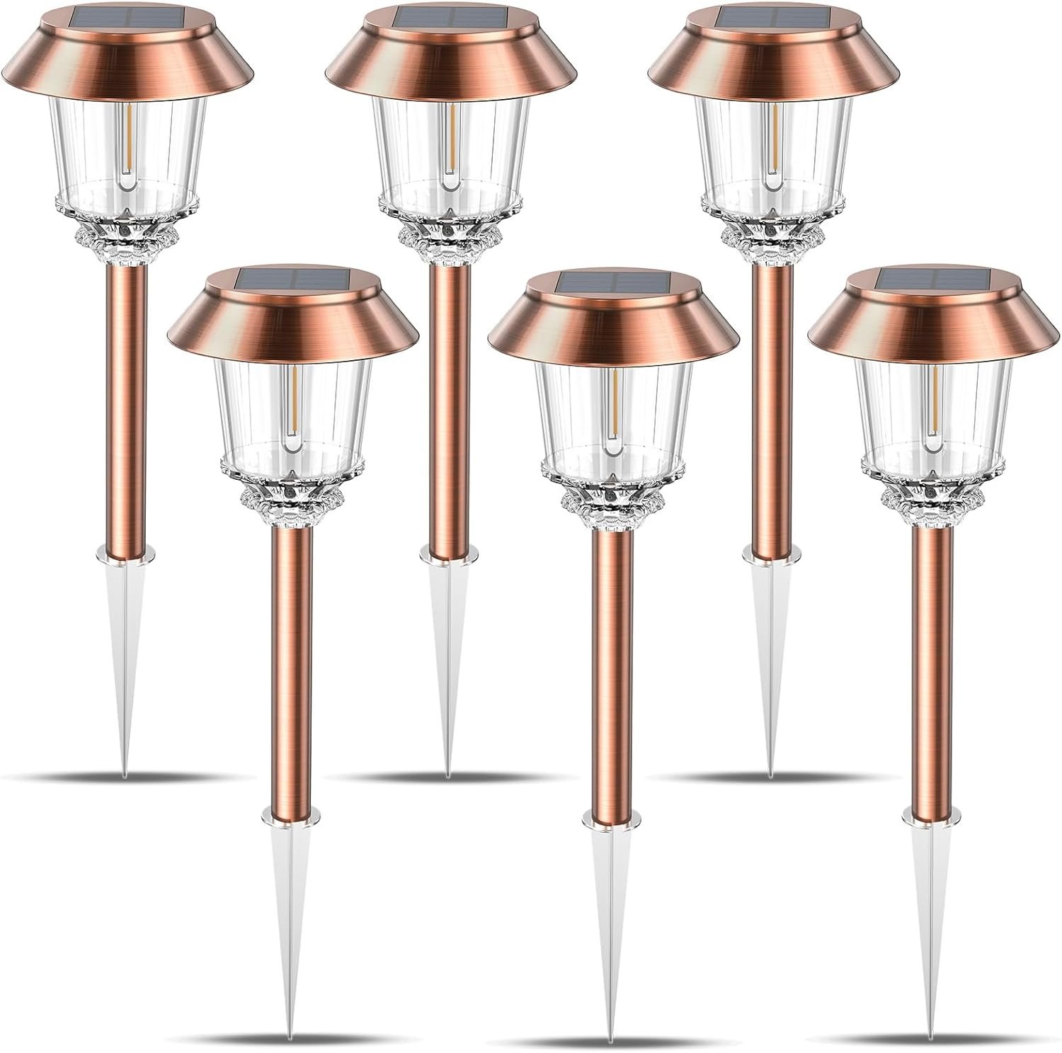 XMCOSY+ Solar Pathway Lights Outdoor – 6 Pack Solar Lights Outdoor Waterproof, 10-40 LM Dimmable Auto On/Off Solar Outdoors Lights Yard Garden Walkway Driveway (Warm White)