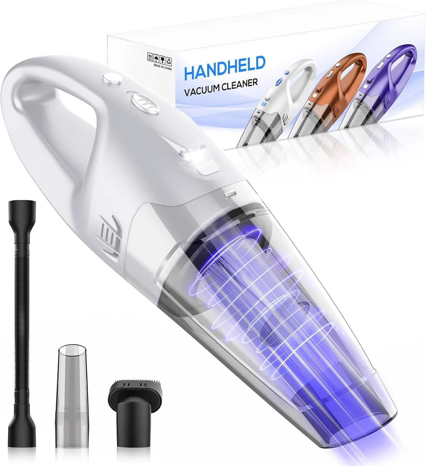 YOOHI Handheld Vacuum Cordless Rechargeable – 6000Pa Mini Hand Held Vacuum, LED Light, 20–25 Mins Runtime, USB Charging, 500ML Cup – Lightweight Small Vacuum Cleaner Cordless for Car/Office/Home