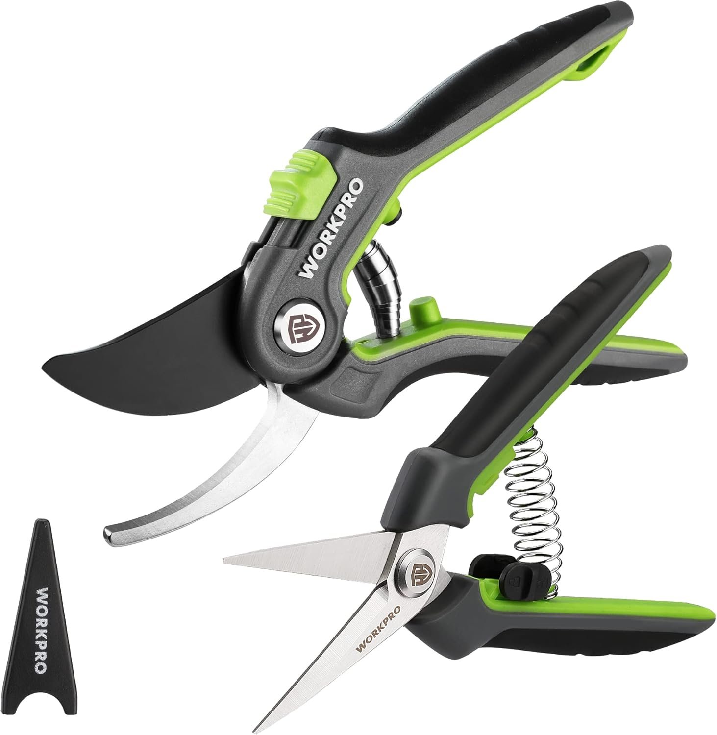 WORKPRO Garden Pruning Shears 2 Pack, 8″ Bypass Pruning Shears and 6.25″ Straight Garden Scissors, Premium Plant Shears, Garden Clippers Hand Tools for Cutting Flowers, Trimming Plants, Picking Fruits