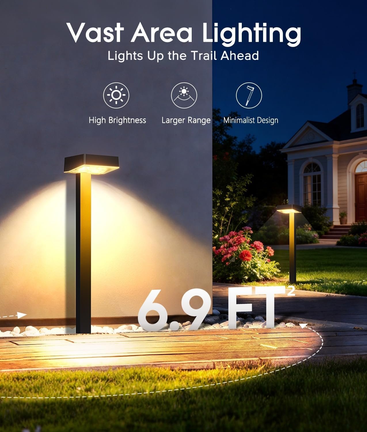 ELECLINK Solar Pathway Lights Outdoor, 8 Pack Garden Lights Solar Powered Path Lights with Larger LED Lens, 2 Light Modes Waterproof Outdoor Solar Light for Yard Driveway Walkway Landscape Patio Lawn