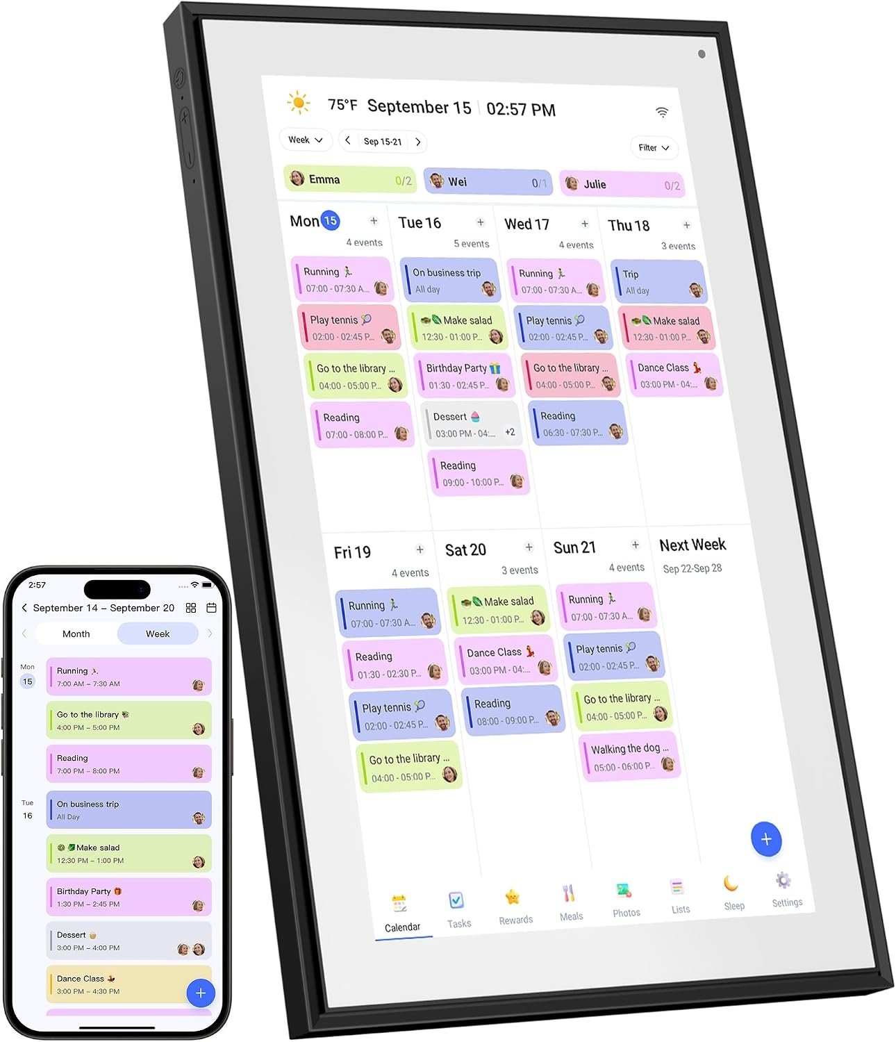 BQQJDD 15.6 Inch Digital Calendar&Chore Chart, 1920 * 1080P Full HD Touchscreen Interactive Display Smart Family Planner, Wall and Desk Mountable, Gifts for Women Men, Gifts for Mom