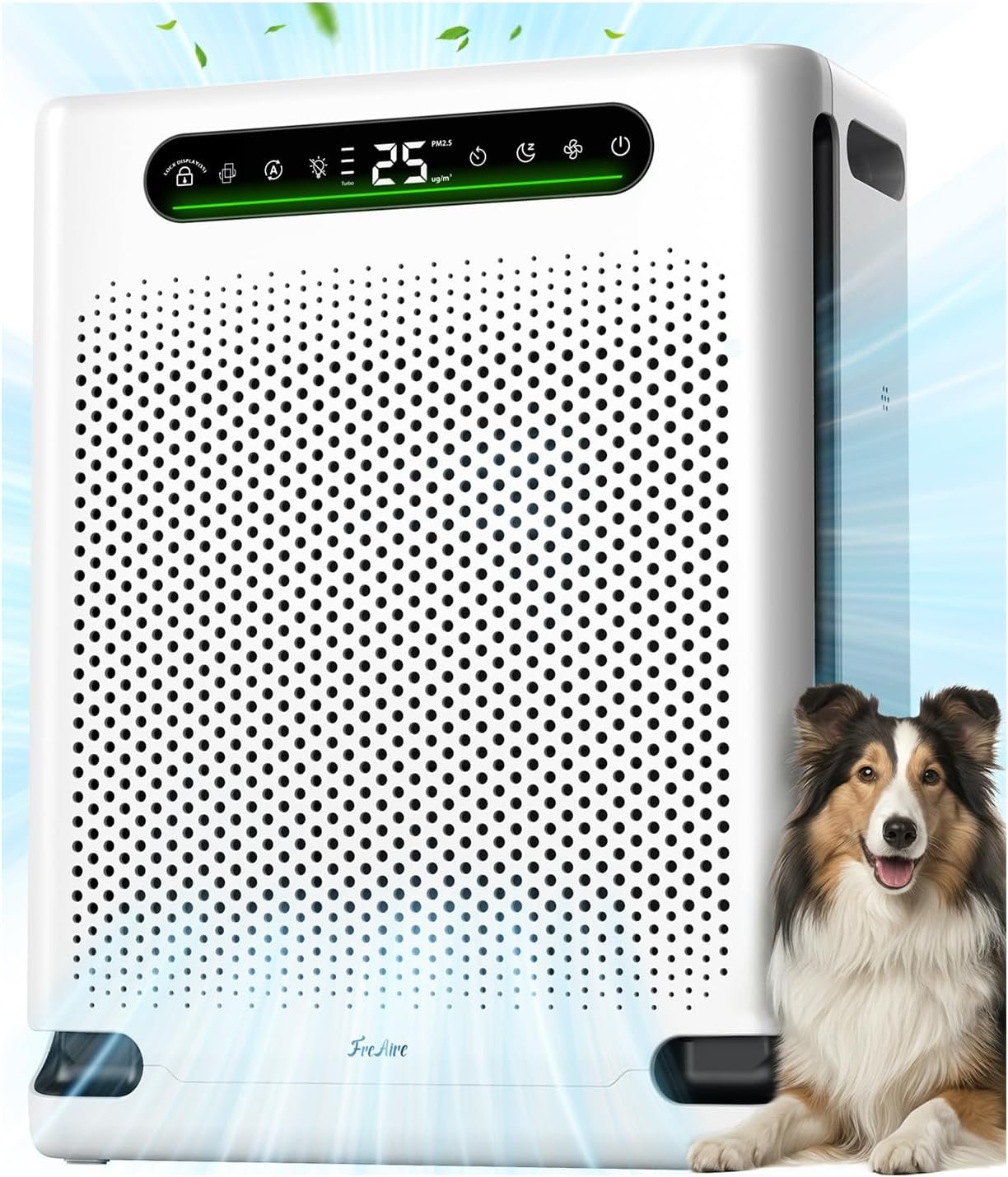 FreAire Air Purifiers for Home Large Room up to 2600 Ft², HEPA Air Purifier with Washable Filter & Real-Time PM2.5 Display, Turbo Mode & 20 dB Sleep Mode, Air Cleaner for Pet Hair Odors Smoke, HAP605