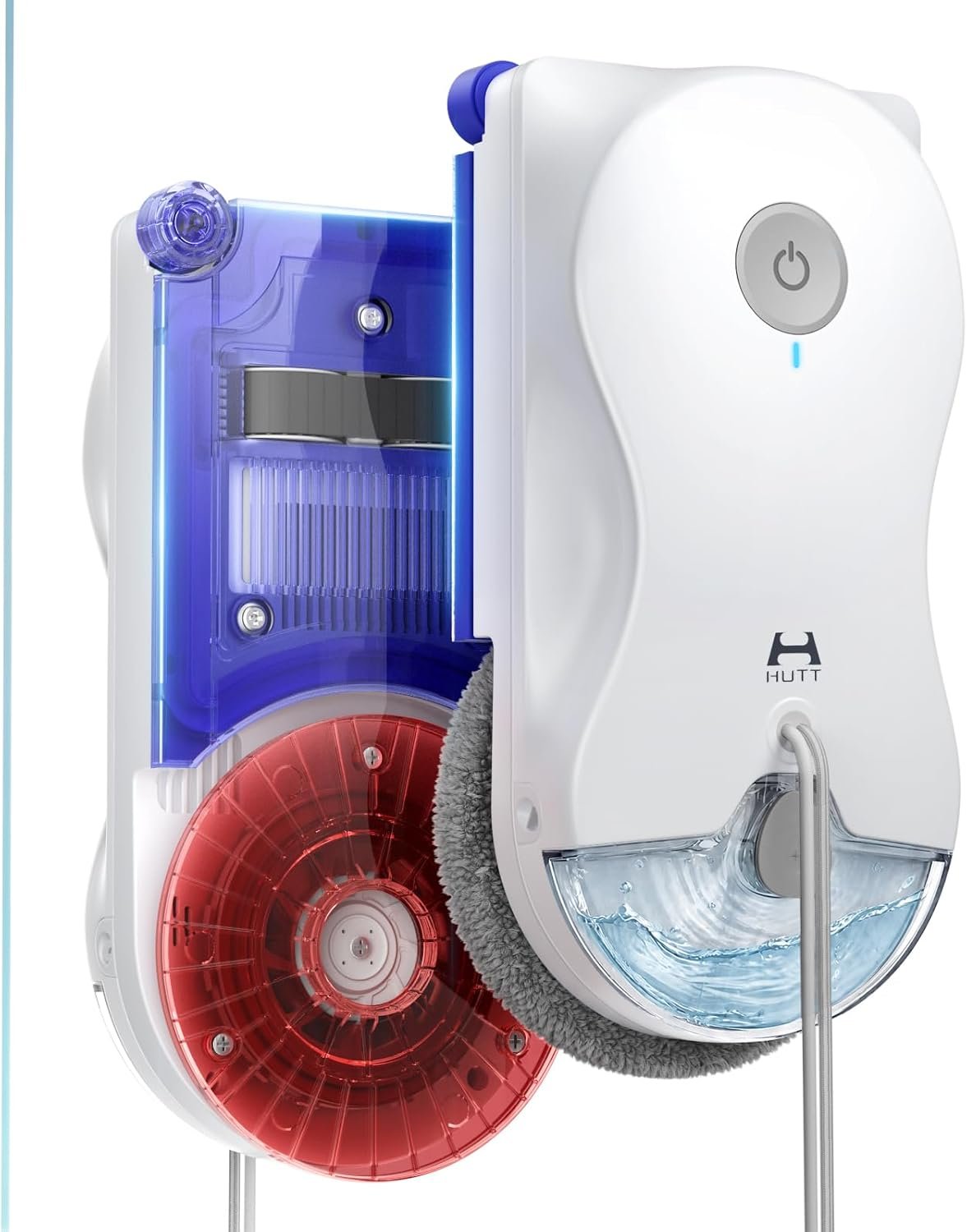 HUTT Window Cleaning Robot, 6500Pa Strong Suction Robot Window Cleaner with World-First Round-Square Dual-Stage Cleaning, Ultrasonic Dual Spray, Edge Cleaning & Corner Coverag, 30Min Backup Protection