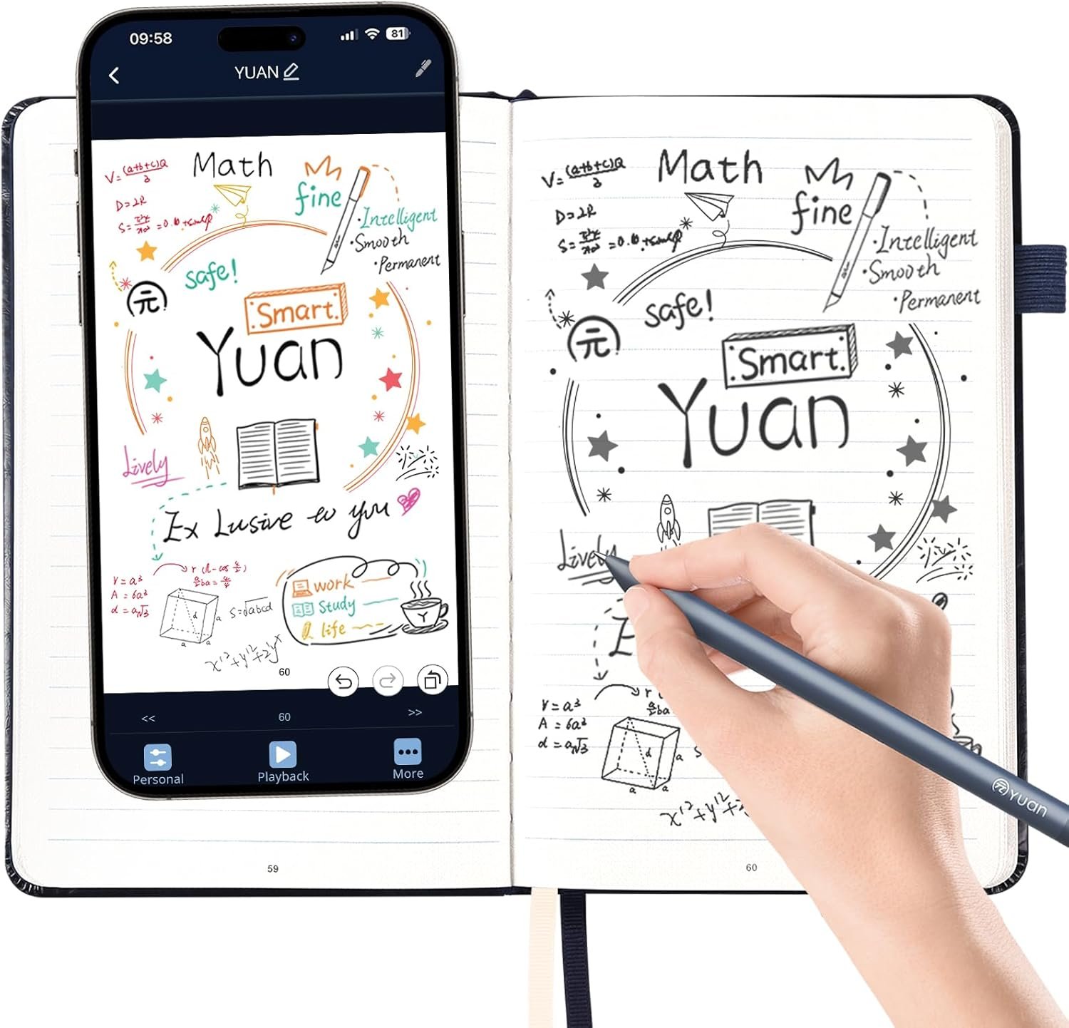 Yuan Smart Digital Notebook with Pen, Smart Writing Set for Note Taking | Real-Time Sync-to-Digital for Meeting Class Creation, Digitizing, Store, and Share Handwritten Notes via App(iOS/Android)