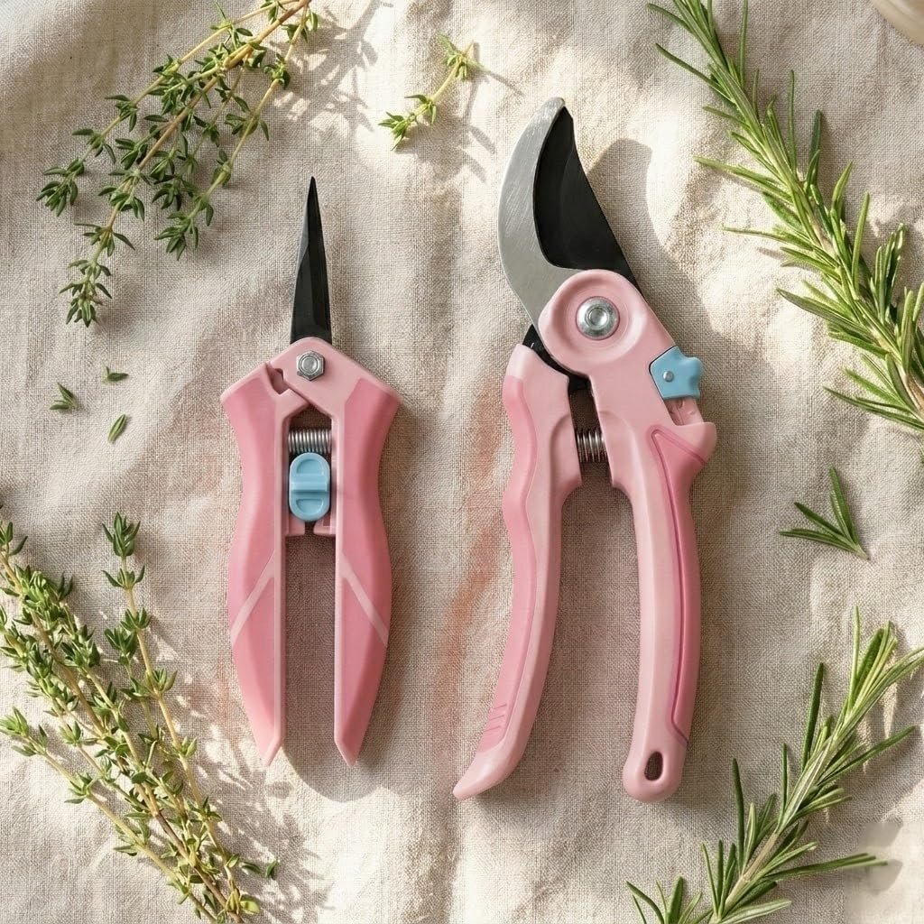 NEXON Pruning Shears 2-Pack — 8″ Bypass Hand Pruner & 6.25″ Precision Snips, SK5 Steel Blades with Non-Stick Coating, Lightweight Garden Shears for Roses, Flowers & Shrubs, Pink