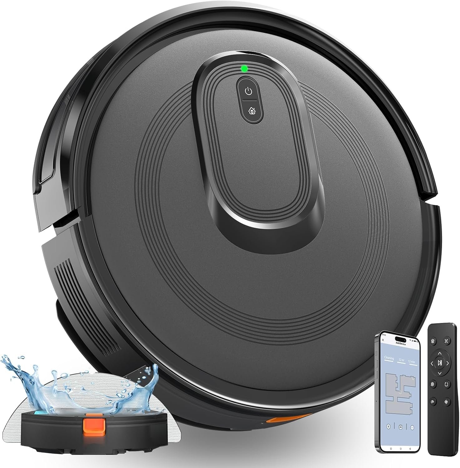 Robot Vacuum and Mop Combo, 4200Pa Suction, 2 in 1 Mopping Cleaner, Black, App & Voice Control, Self-Charging, Obstacle Avoidance, Compatible with Alexa