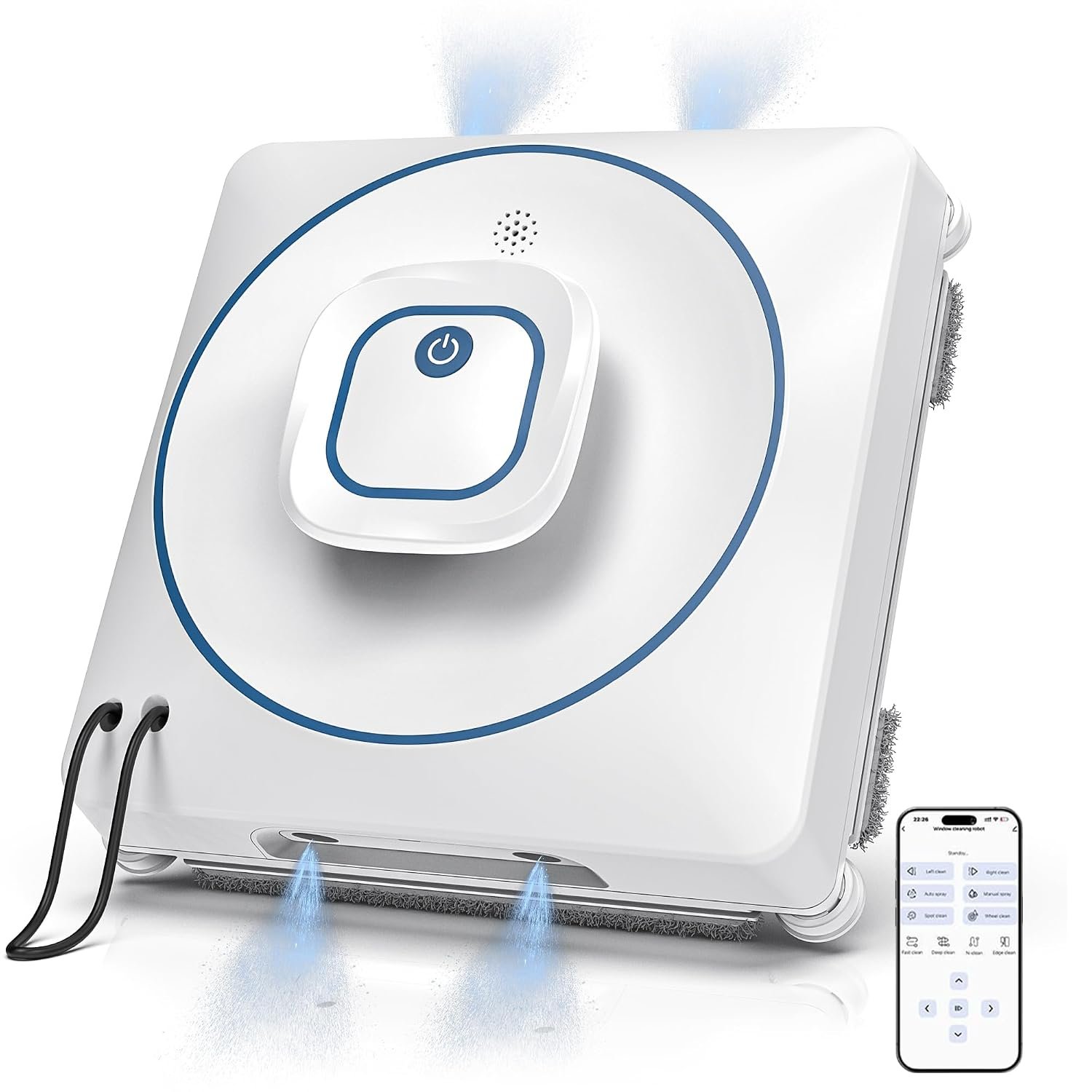 Window Cleaning Robot 8000Pa, Upgraded Dual Direction Auto-Spray Window Cleaner with 4 Cleaning Modes, Edge Detection, App&Remote Control, 15-Stage Anti-Fall for Outdoor/Indoor High Rise Windows