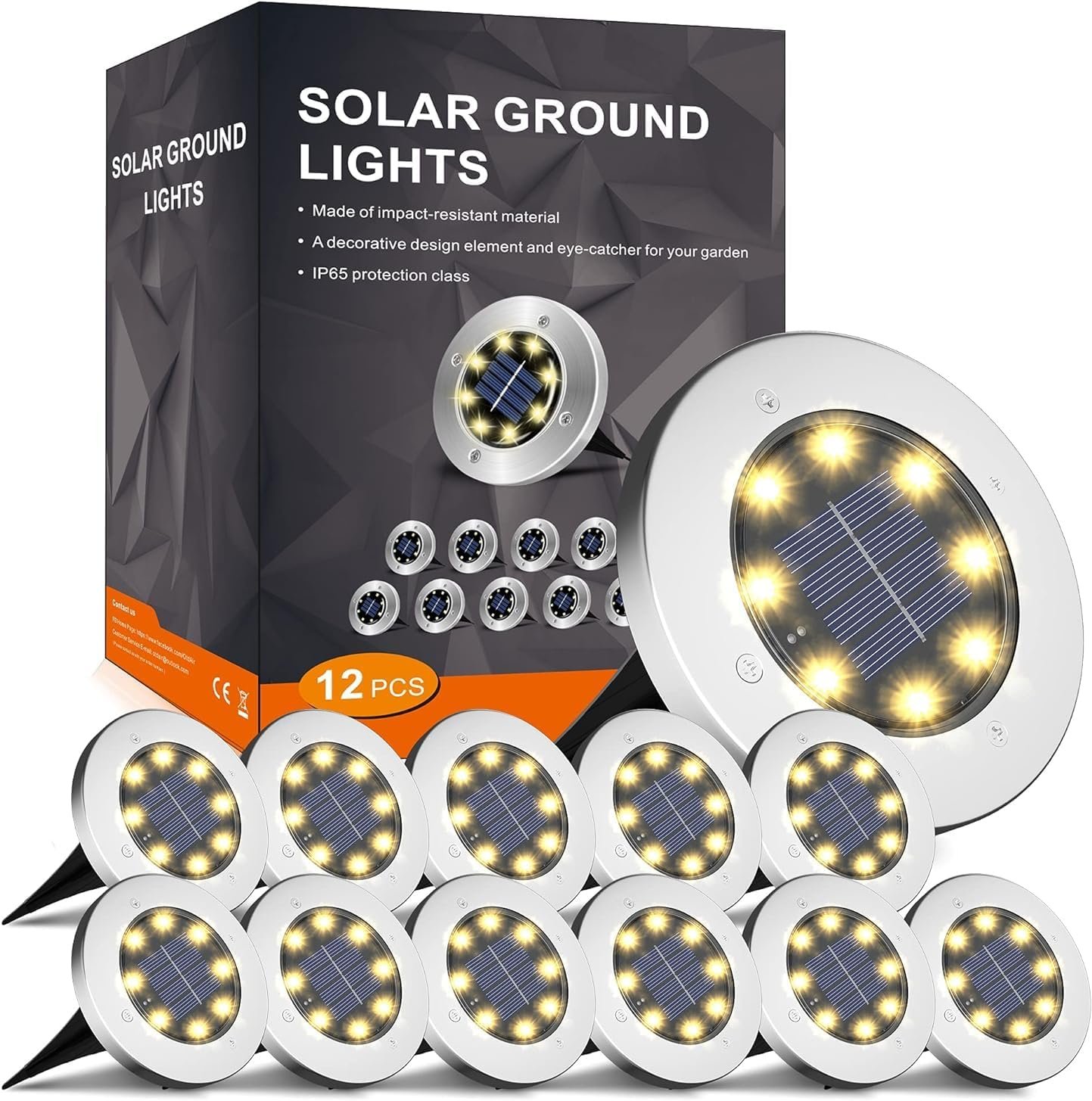 INCX 4.6 inch Solar Lights Outdoor Waterproof,12 Pack Solar Lights for Outside, Solar Garden Lights Landscape Lighting for Patio Pathway Lawn Yard Deck Driveway Walkway, Warm White