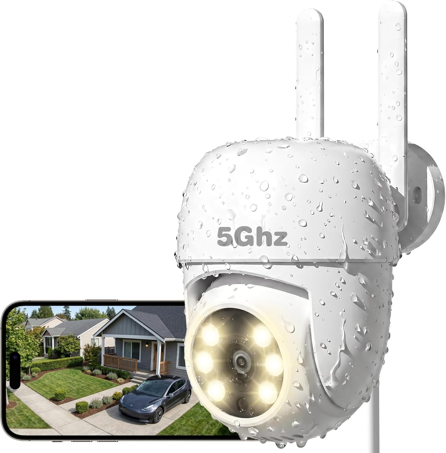 4MP 2.5K Security Camera Outdoor, 2.4G/5G WiFi PTZ Camera for Home Security with 360° view, IP66, Color Night Vision, Two-Way Audio, Auto Tracking Motion Detection, AI Smart Alert, 24/7 Recording
